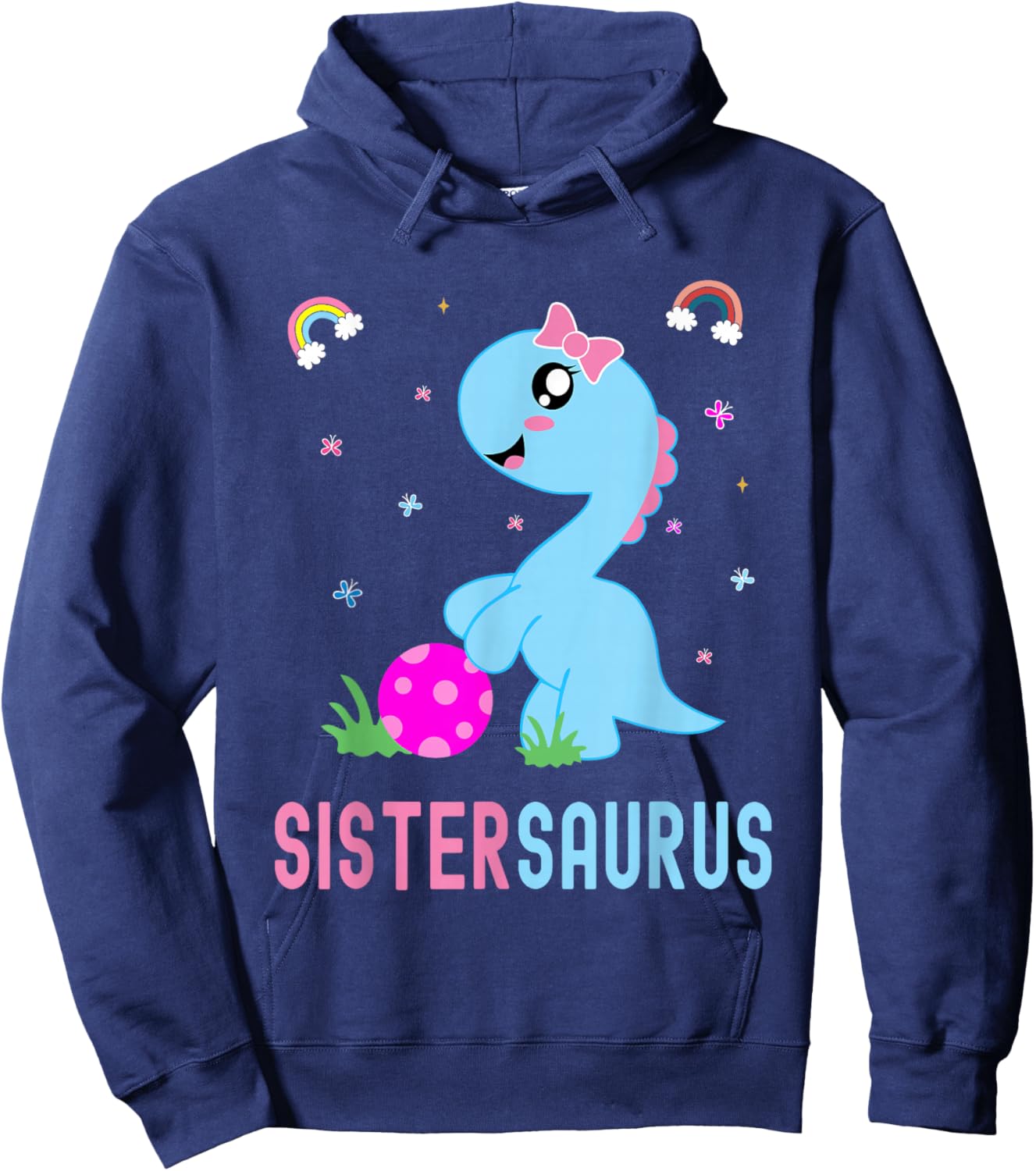 Sistersaurus Cute Dino Dinosaur Sister Saurus Hoodie - Hoodie | Navy