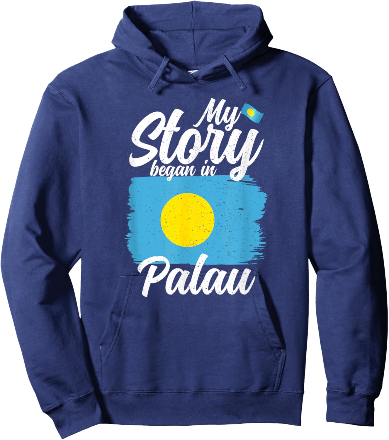 Palauan Flag & proud Patriots Palau - Adult - Black - Small - Short Sleeve - Classic Fit - Modern, Lightweight - Palau Flag Hoodie - Hoodie | Navy