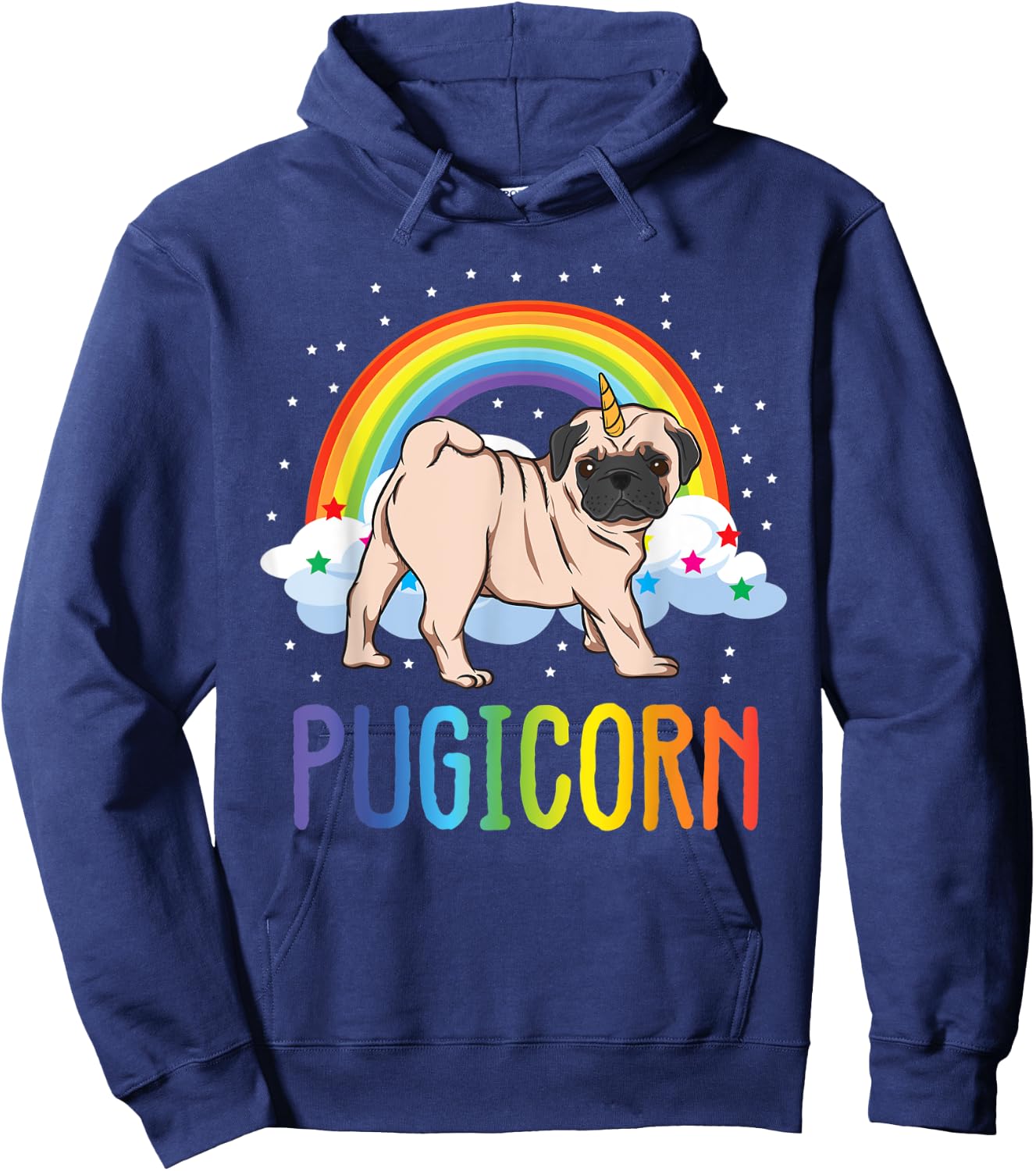 Pugicorn Pug Unicorn Space Galaxy Rainbow Girls Kids Gifts Hoodie - Hoodie | Navy