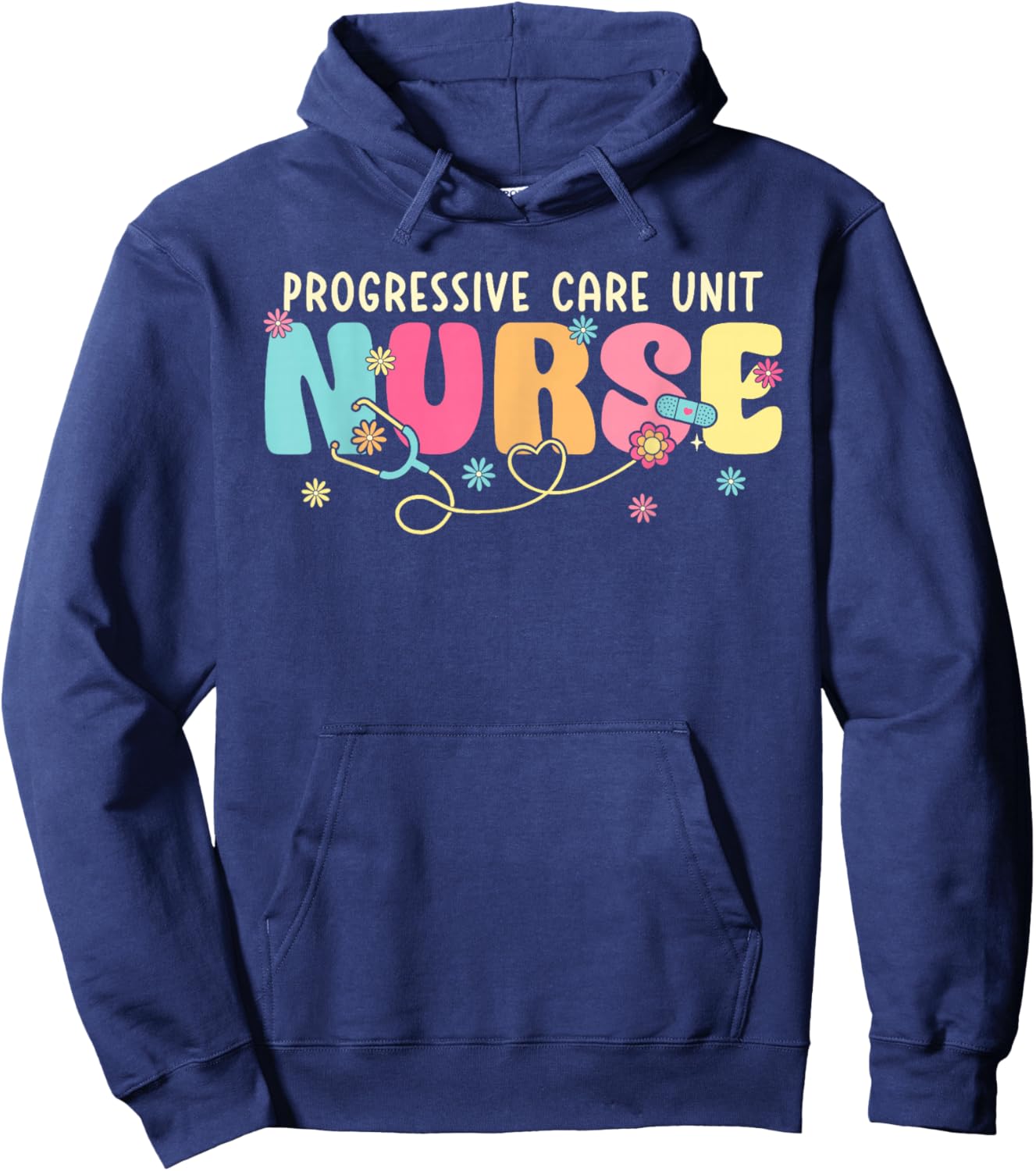 Progressive Care Unit Groovy PCU Nurse Emergency Room Nurse Hoodie - Hoodie | Navy
