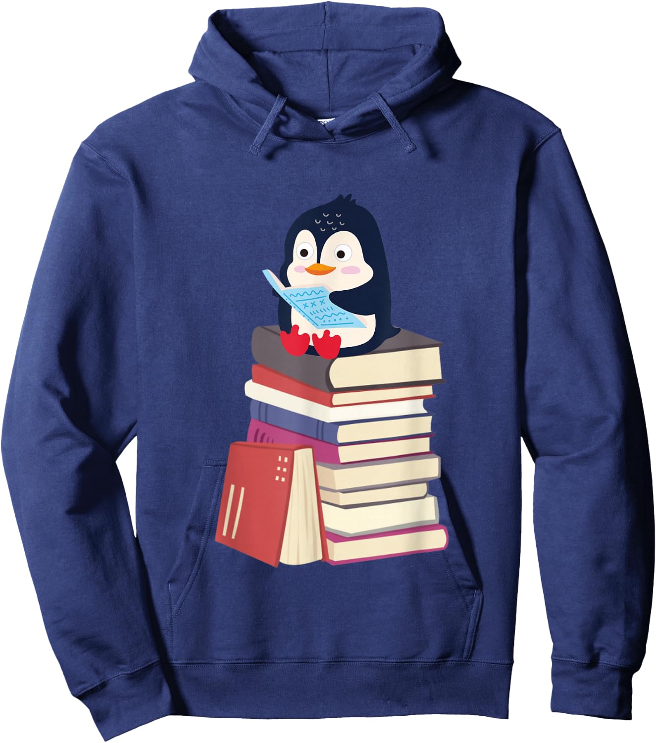Teacher Librarian Kawaii Penguin, Book Lover Penguin Hoodie - Hoodie | Navy