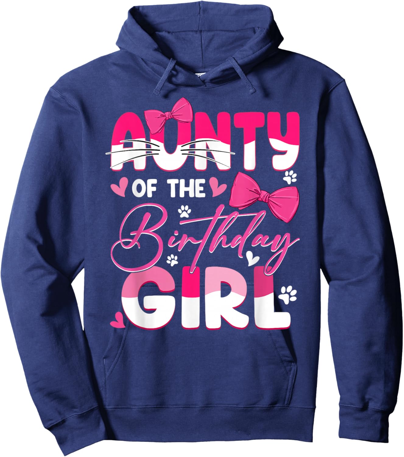 Aunty Of The Birthday Girl Cat Kitty Family Matching Hoodie - Hoodie | Navy