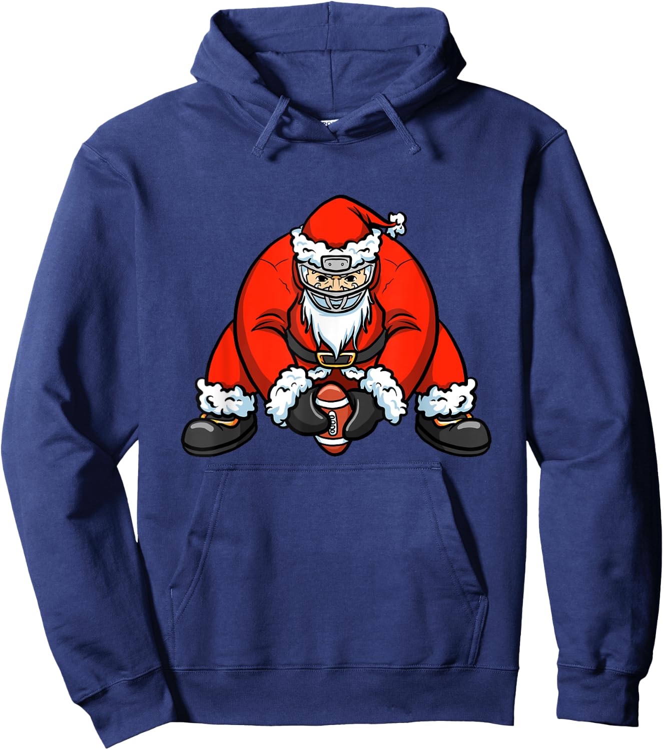 Christmas Boys Men Xmas Football Santa Claus Football Hoodie - Hoodie | Navy