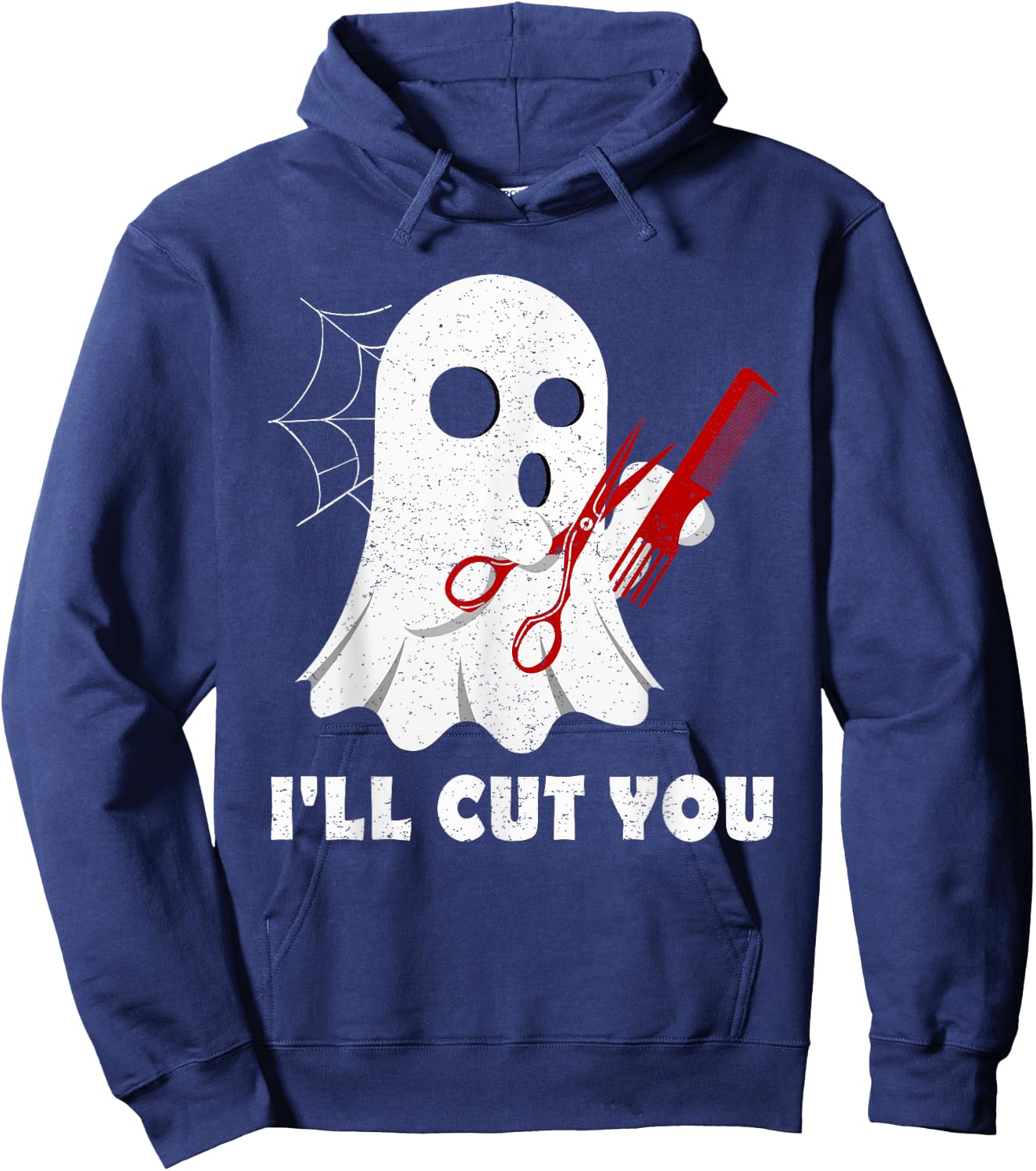 Halloween Boo Ghost Hairstylist Gift I'll Cut You Costume Hoodie - Hoodie | Navy