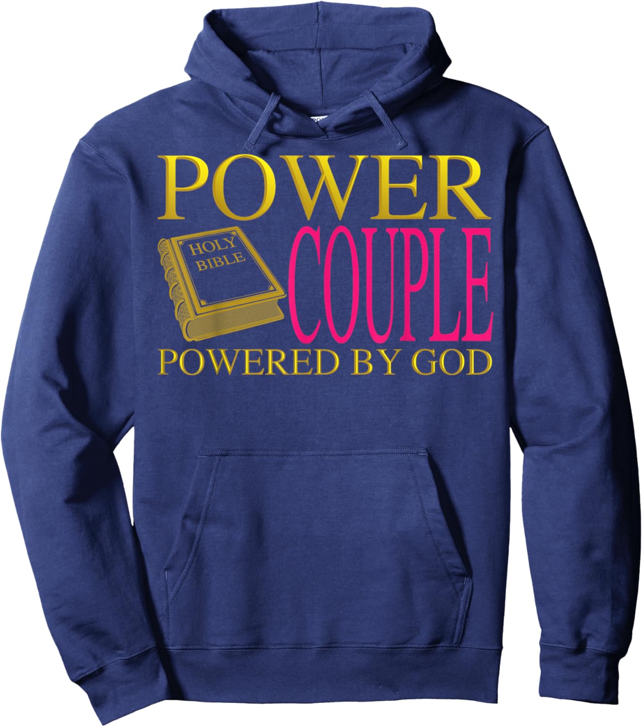 Funny Power Couple Powered God | Cool Christian Couple Gift Hoodie - Hoodie | Navy
