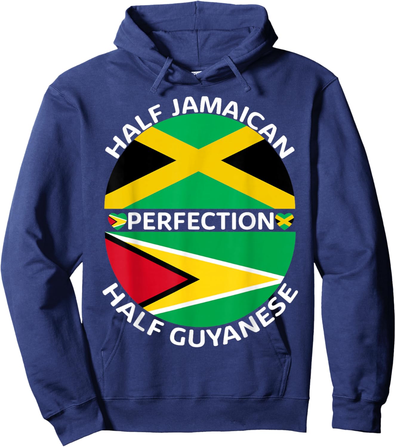 Half Jamaican Half Guyanese Jamaica Guyana Flag Men Women Hoodie - Hoodie | Navy
