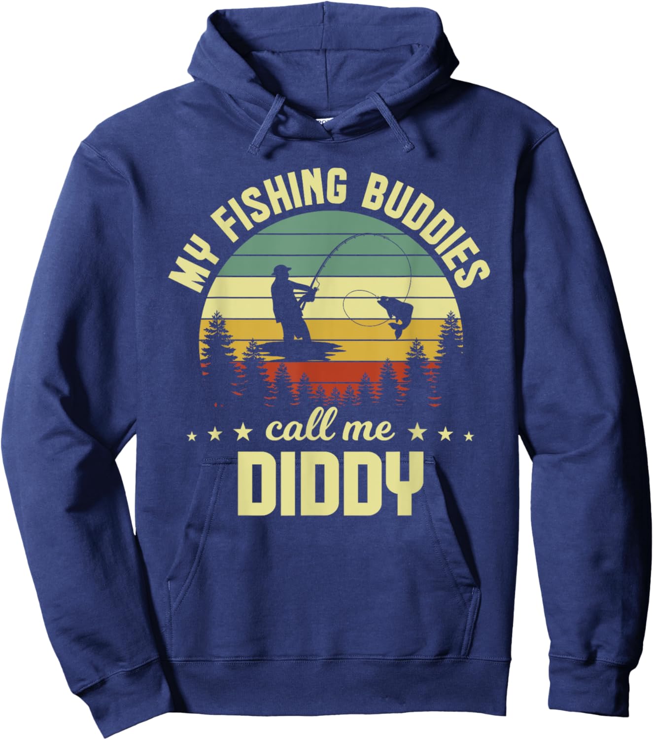 Retro Vintage My Favorite Fishing Buddies Call Me Diddy Hoodie - Hoodie | Navy