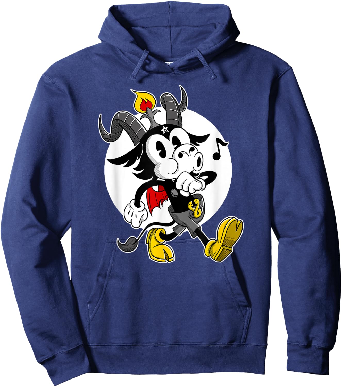Atheist Satan Cute Baphomet goat whistling old Cartoon Hoodie - Hoodie | Navy
