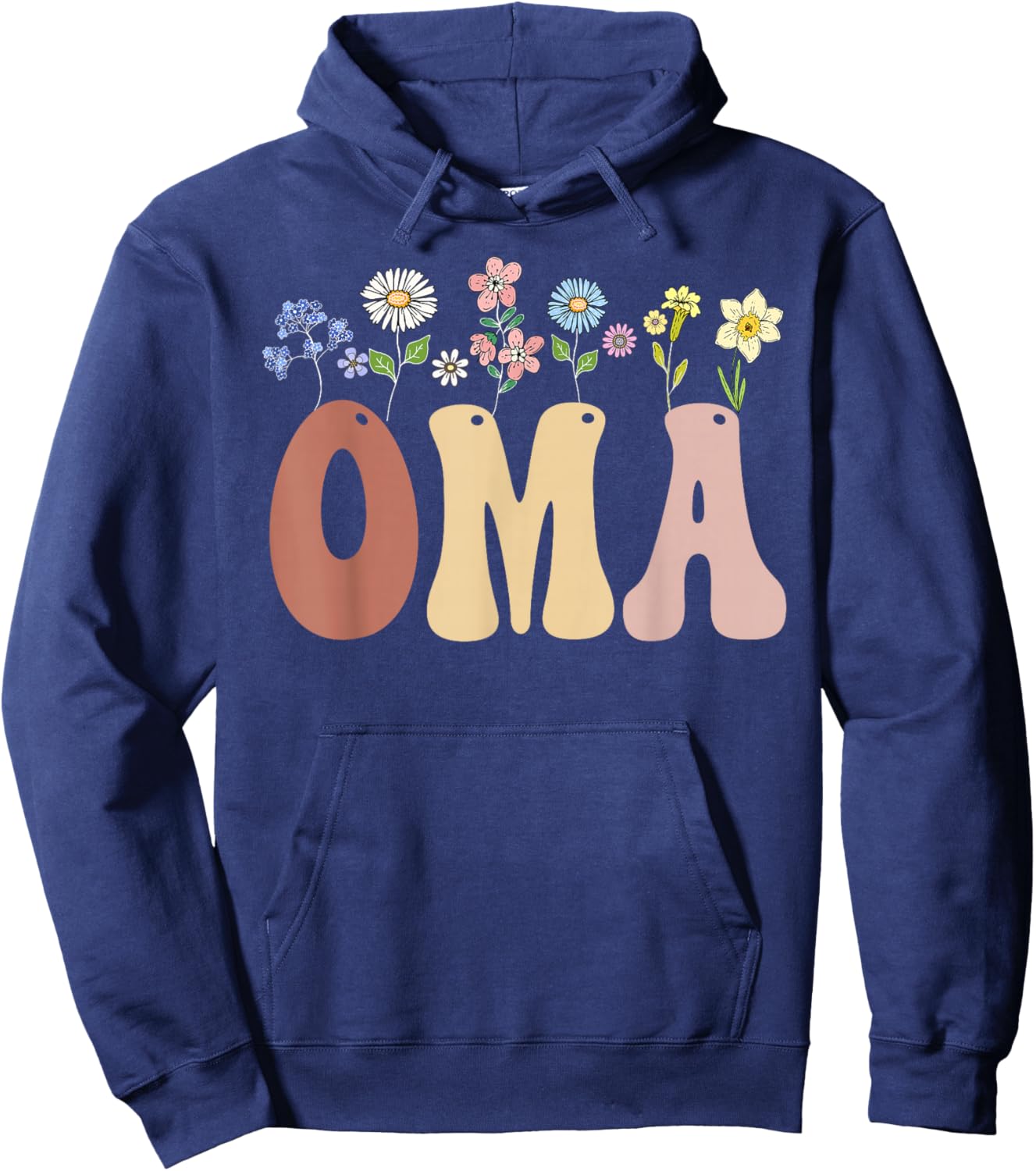 Oma Gifts Women Wildflower Floral Design Oma Hoodie - Hoodie | Navy