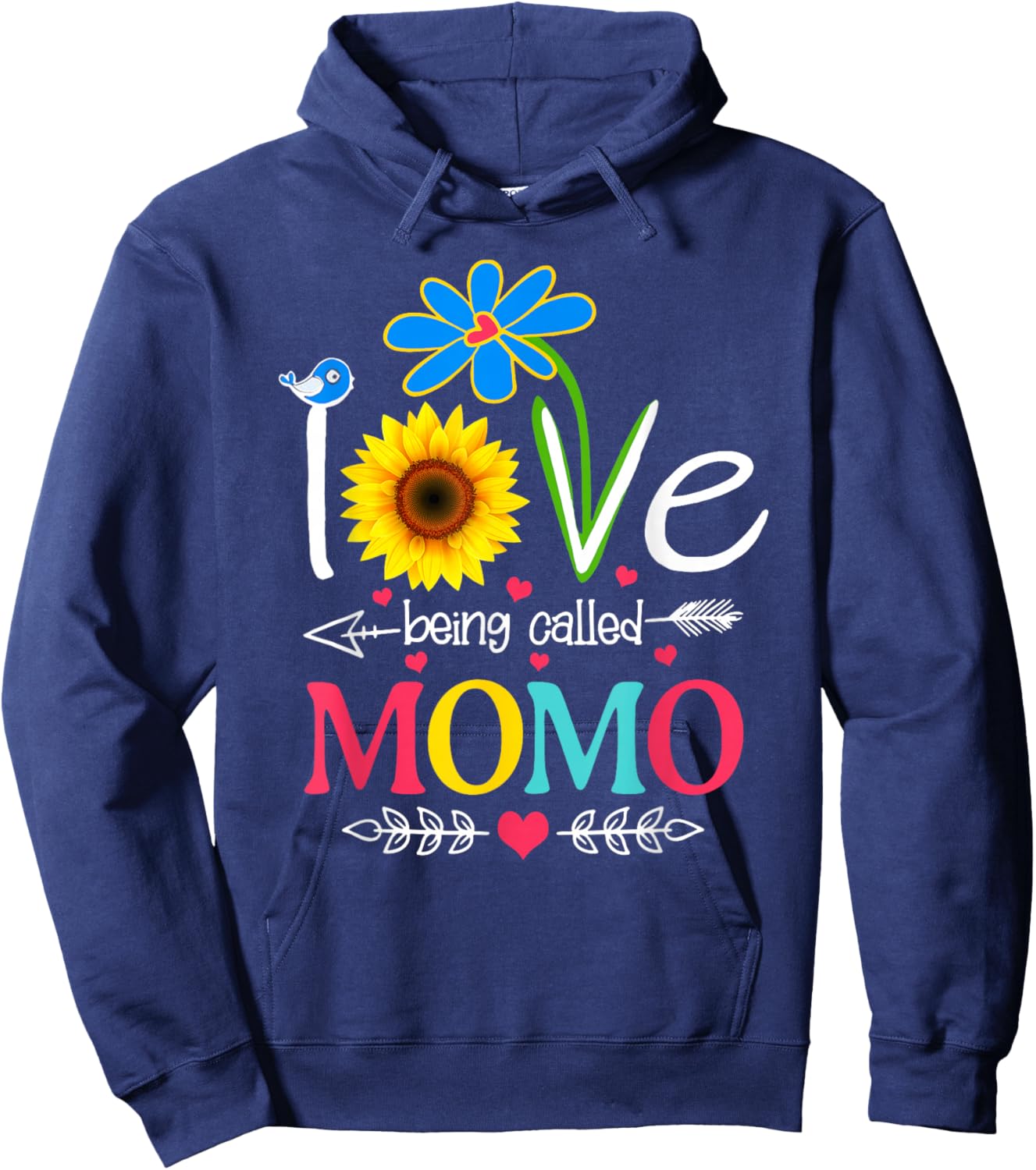 I Love Being Called Momo Shirt Funny Grandma Mother's Day Hoodie - Hoodie | Navy