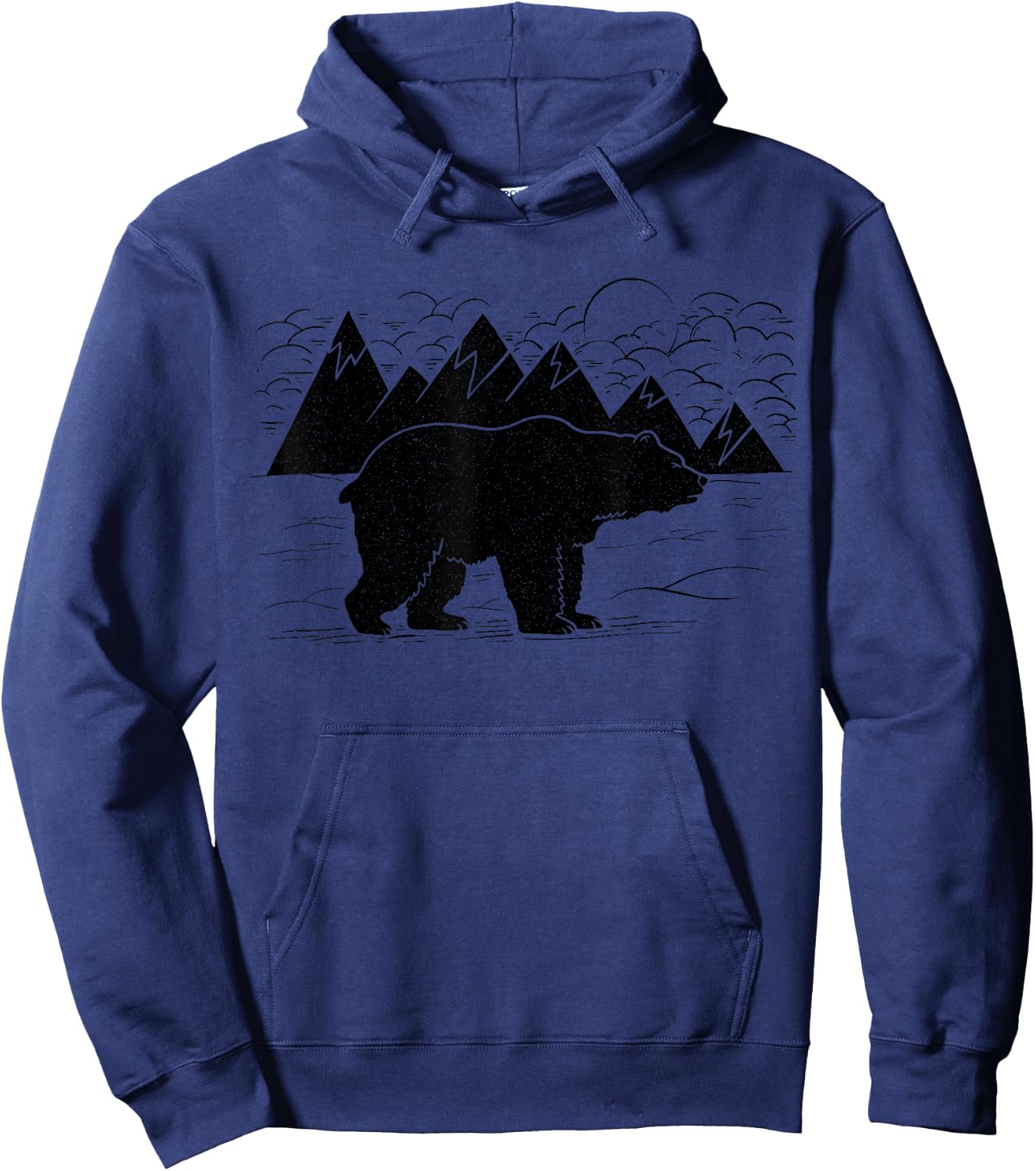 Black Bear Wildlife Animal Wilderness Graphic Hoodie - Hoodie | Navy