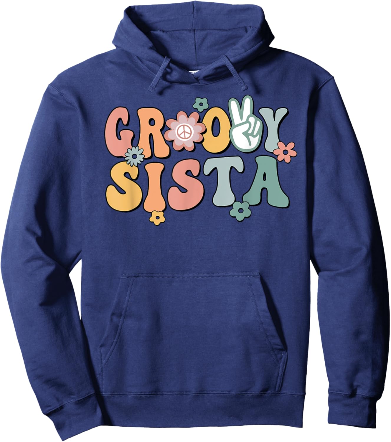 Groovy Sista Retro Sister Matching Family 1st Birthday Party Hoodie - Hoodie | Navy