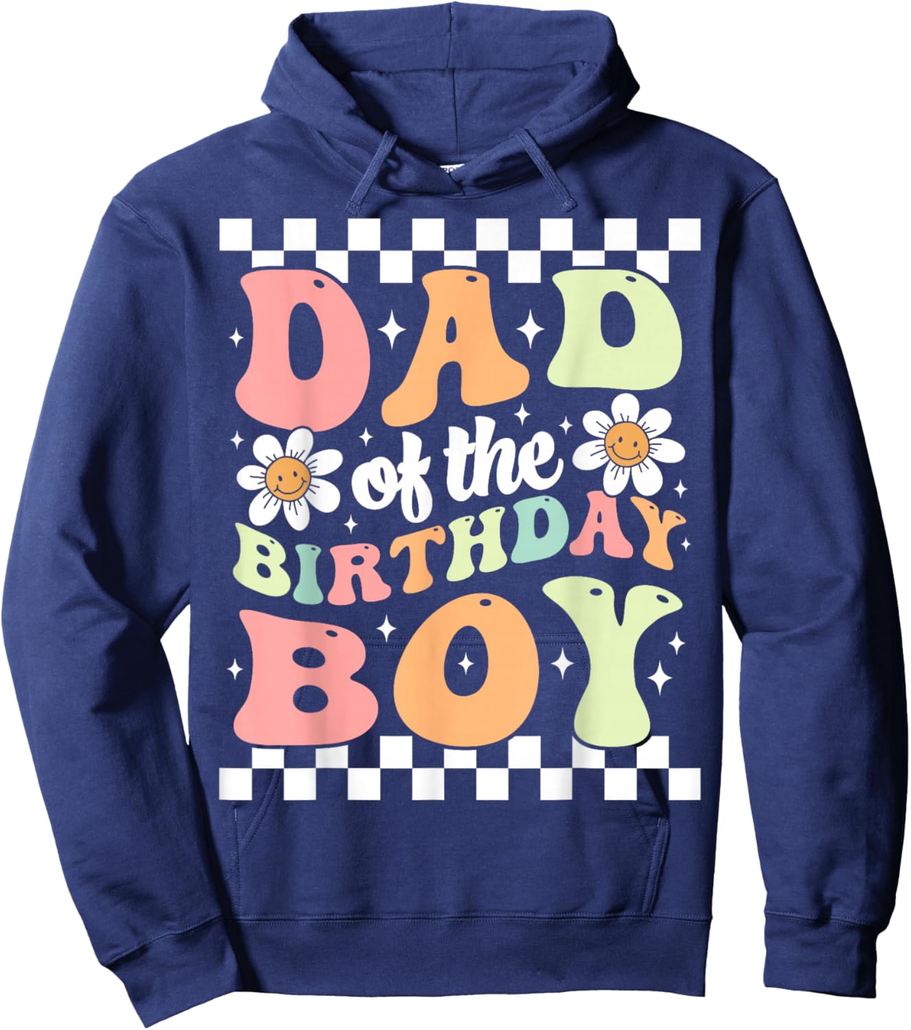 Dad of The Birthday Boy Retro Family Groovy Birthday Party Hoodie - Hoodie | Navy