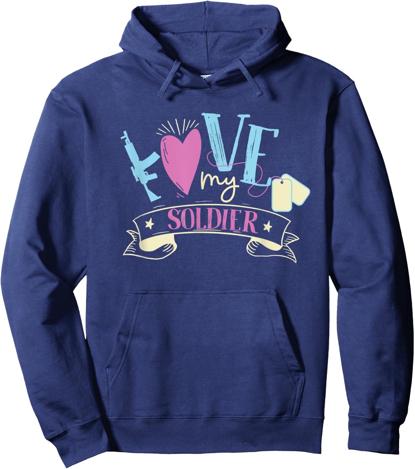 Love My Soldier Proud Girlfriend Women Wife Family Support Hoodie - Hoodie | Navy