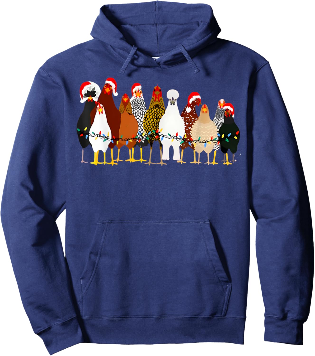 Cute Christmas Chickens Santa Farm Chickens Animals Pajamas Hoodie - Hoodie | Navy