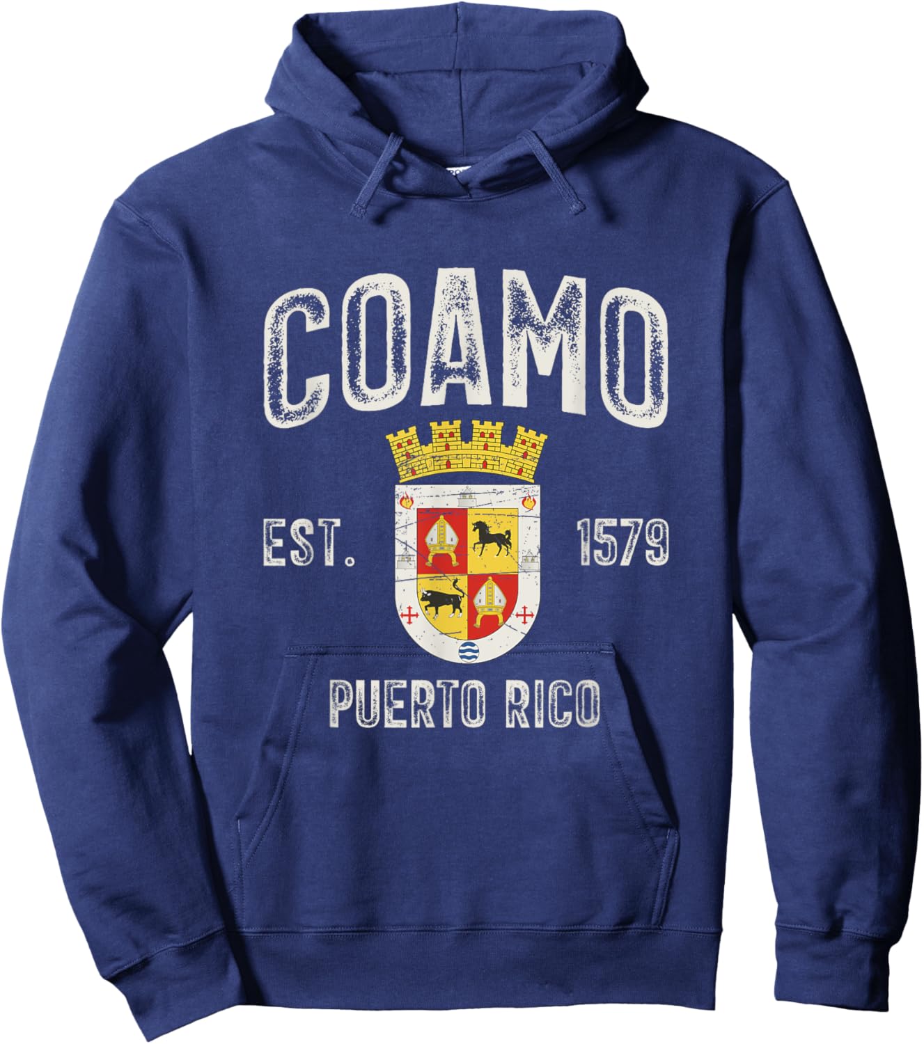 Coamo City In Puerto Rico Est 1579, Coamo Armorial Hoodie - Hoodie | Navy