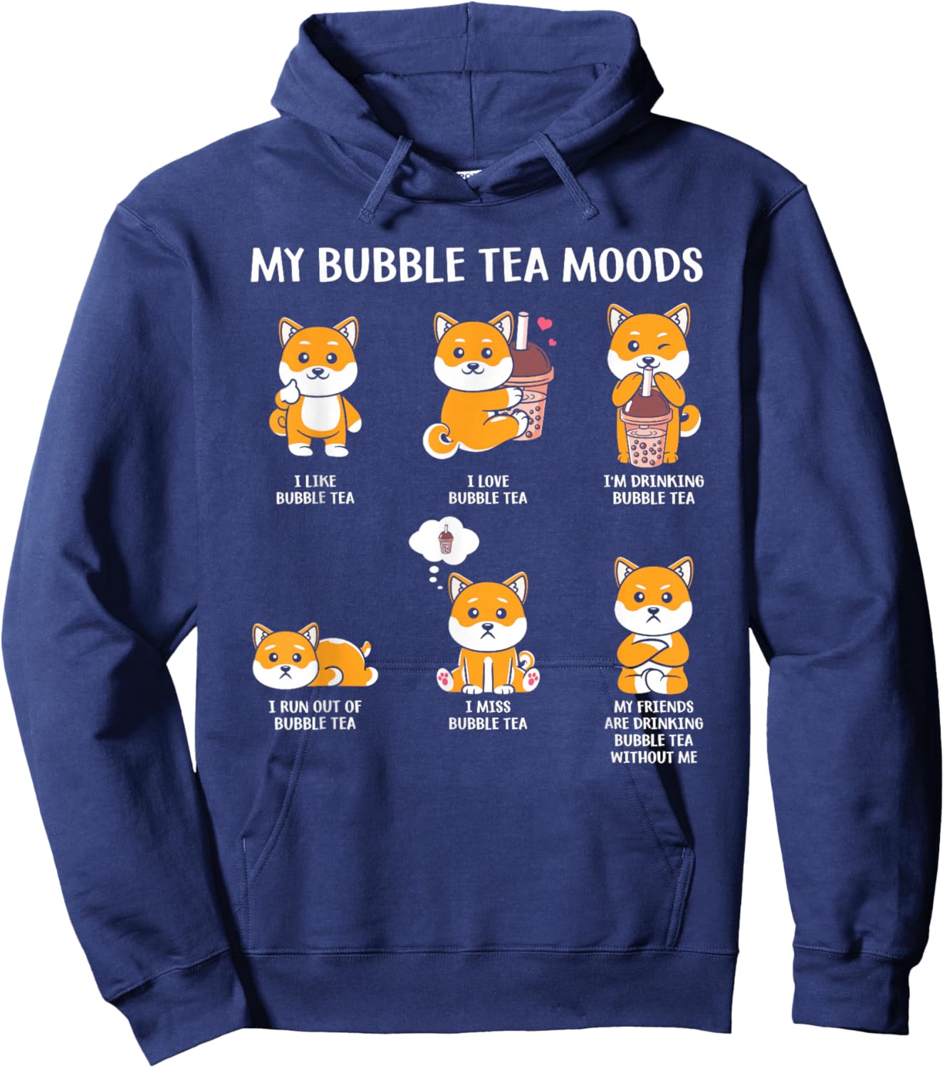 My Bubble Tea Moods Funny Kawaii Boba Tea Bubble Tea Fox Hoodie - Hoodie | Navy