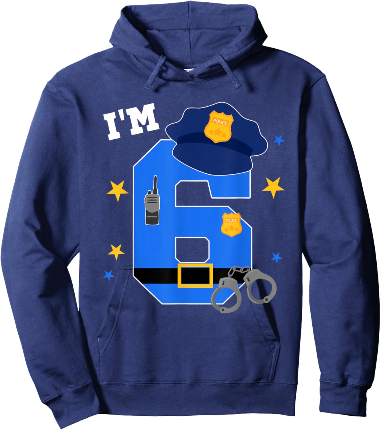 6th Birthday Police Theme 6 Year Old Birthday Police Officer Hoodie - Hoodie | Navy