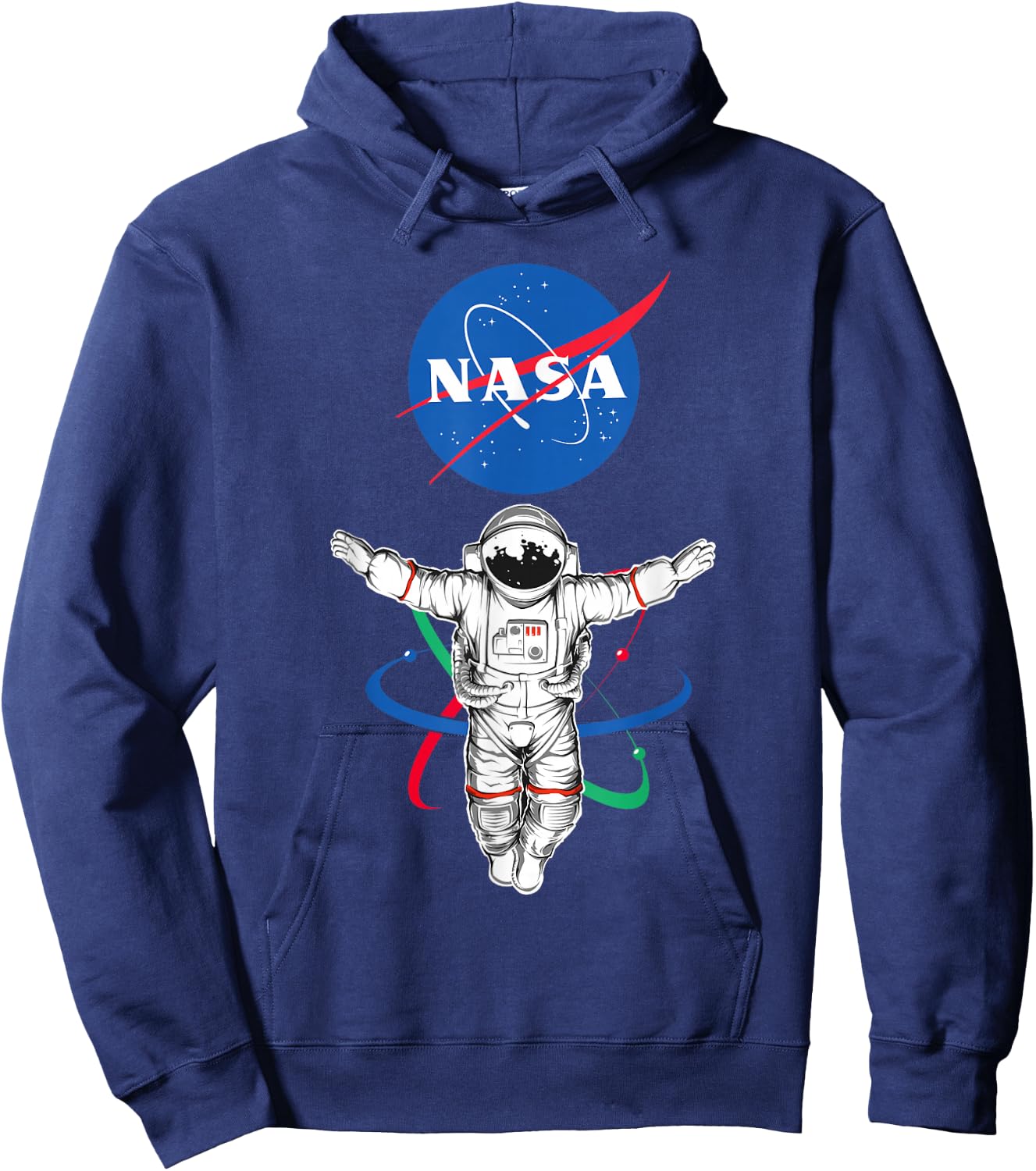 Major Future NASA - -Adults, Black, Small, Short Sleeve, Cotton/Polyester, Astronaut Atom NASA Theme Hoodie - Hoodie | Navy