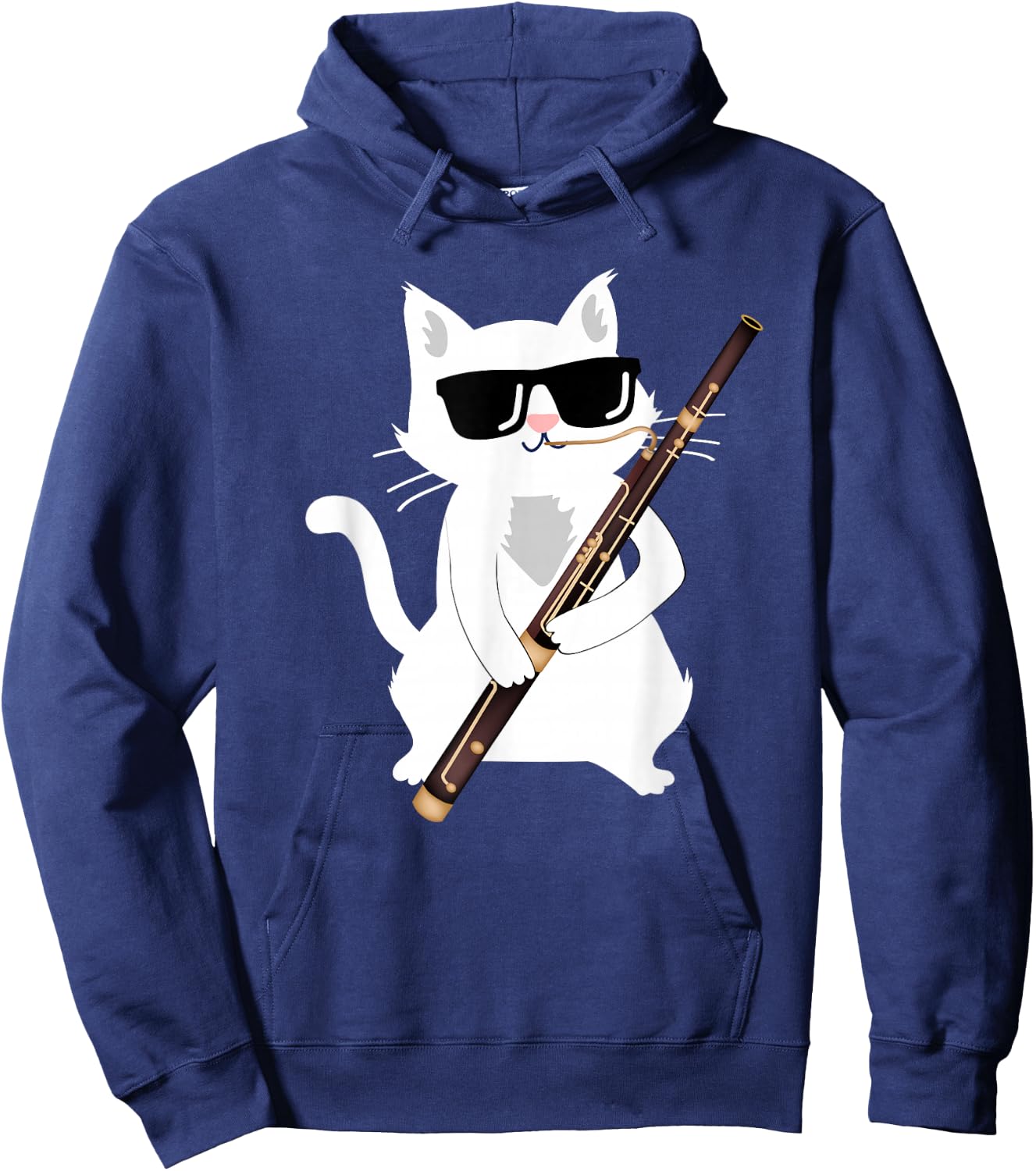 Cat Playing Bassoon Hoodie - Hoodie | Navy