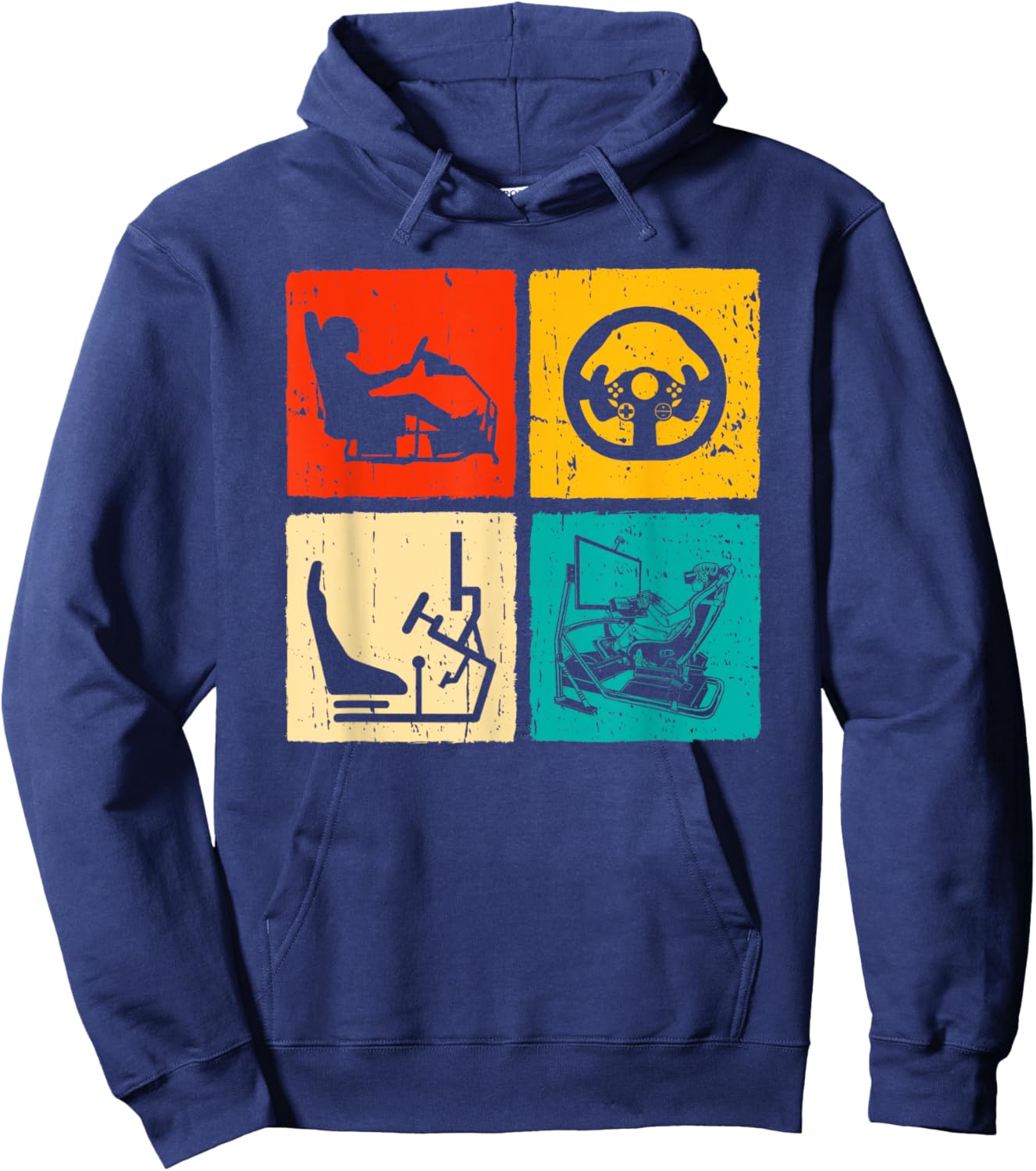 Sim Racing Retro Vintage Simulator Cockpit Racer Experience Hoodie - Hoodie | Navy