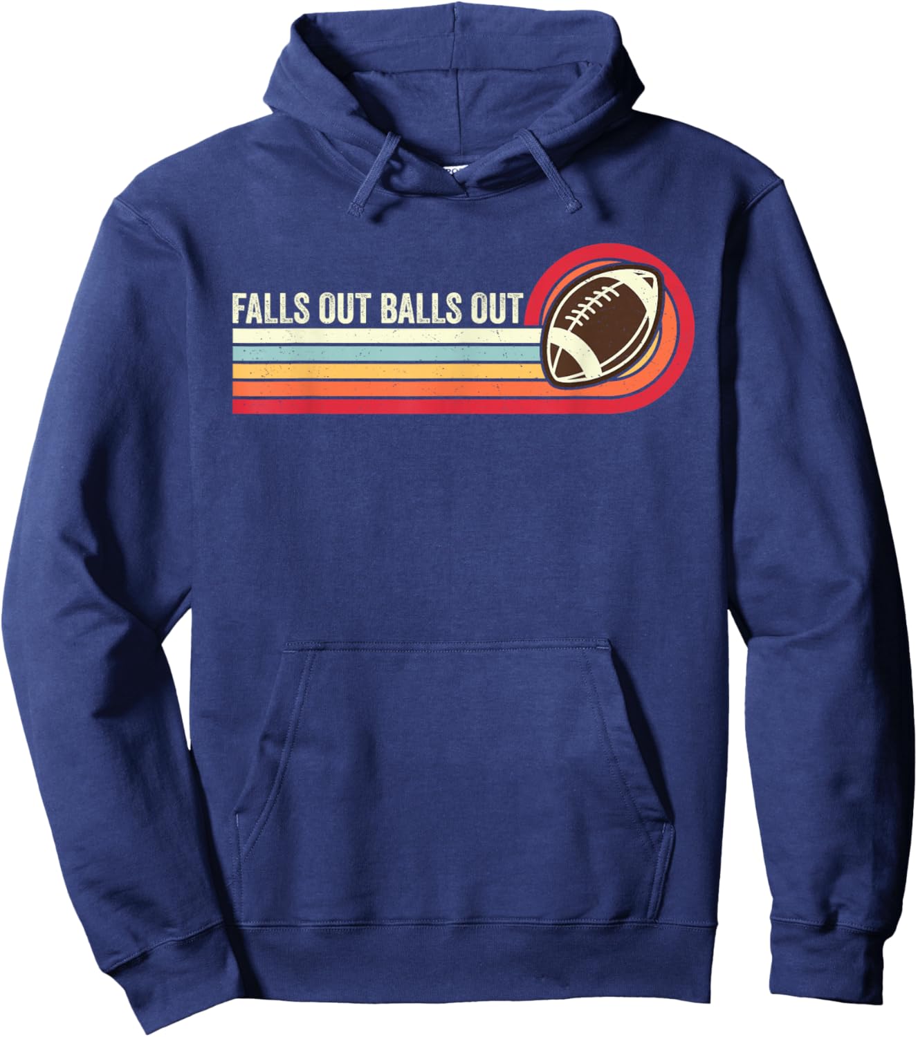 Falls Out Balls Out Retro Football Vintage Thanksgiving Hoodie - Hoodie | Navy
