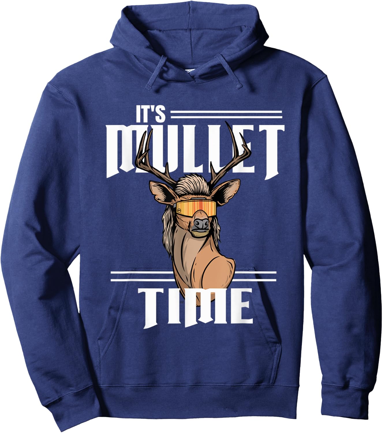 Whitetail Deer It's Mullet Time Hunting Buck Hoodie - Hoodie | Navy