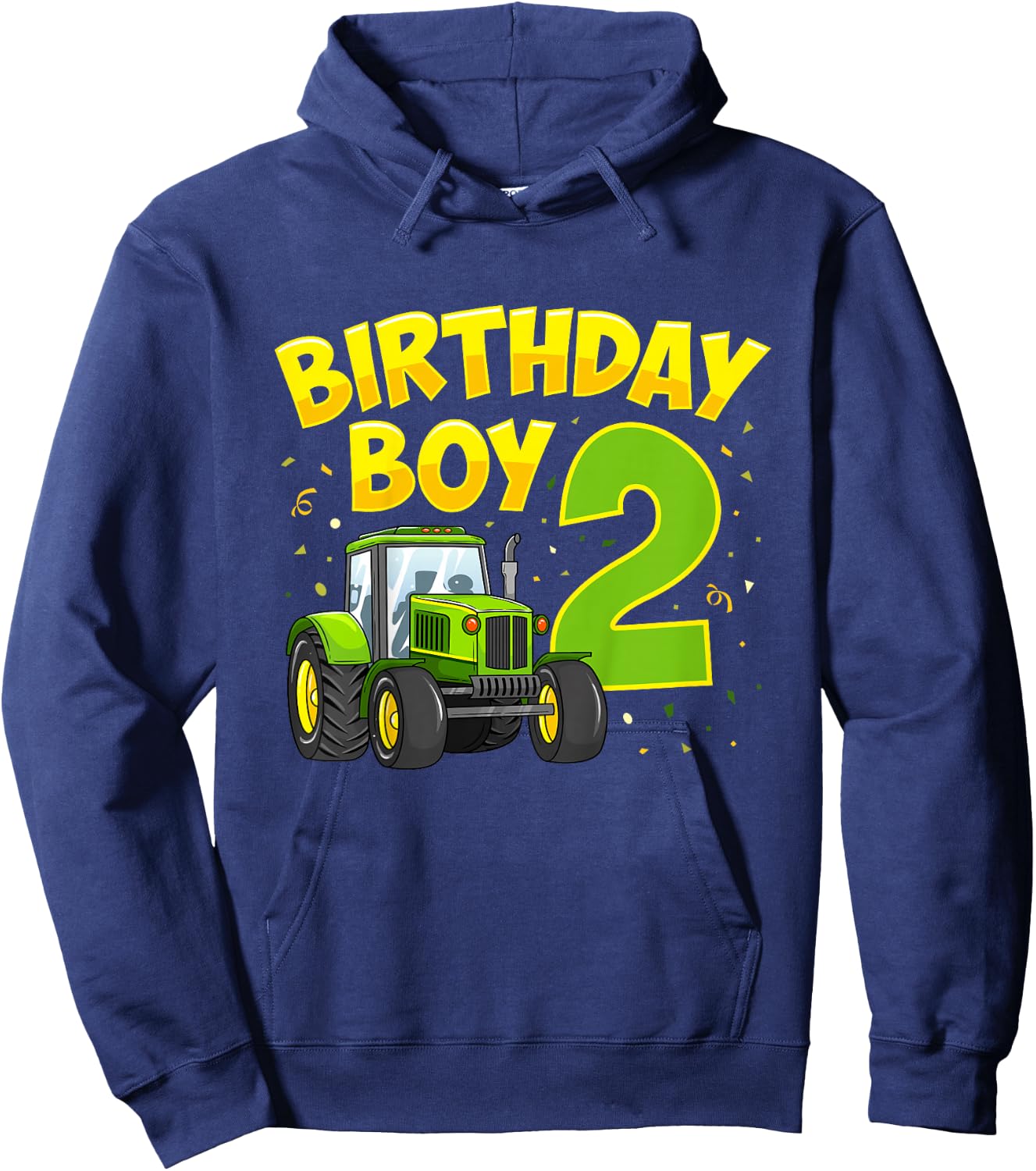 Kids 2nd Birthday Boy 2 Year Old Farm Truck Tractor Party Hoodie - Hoodie | Navy