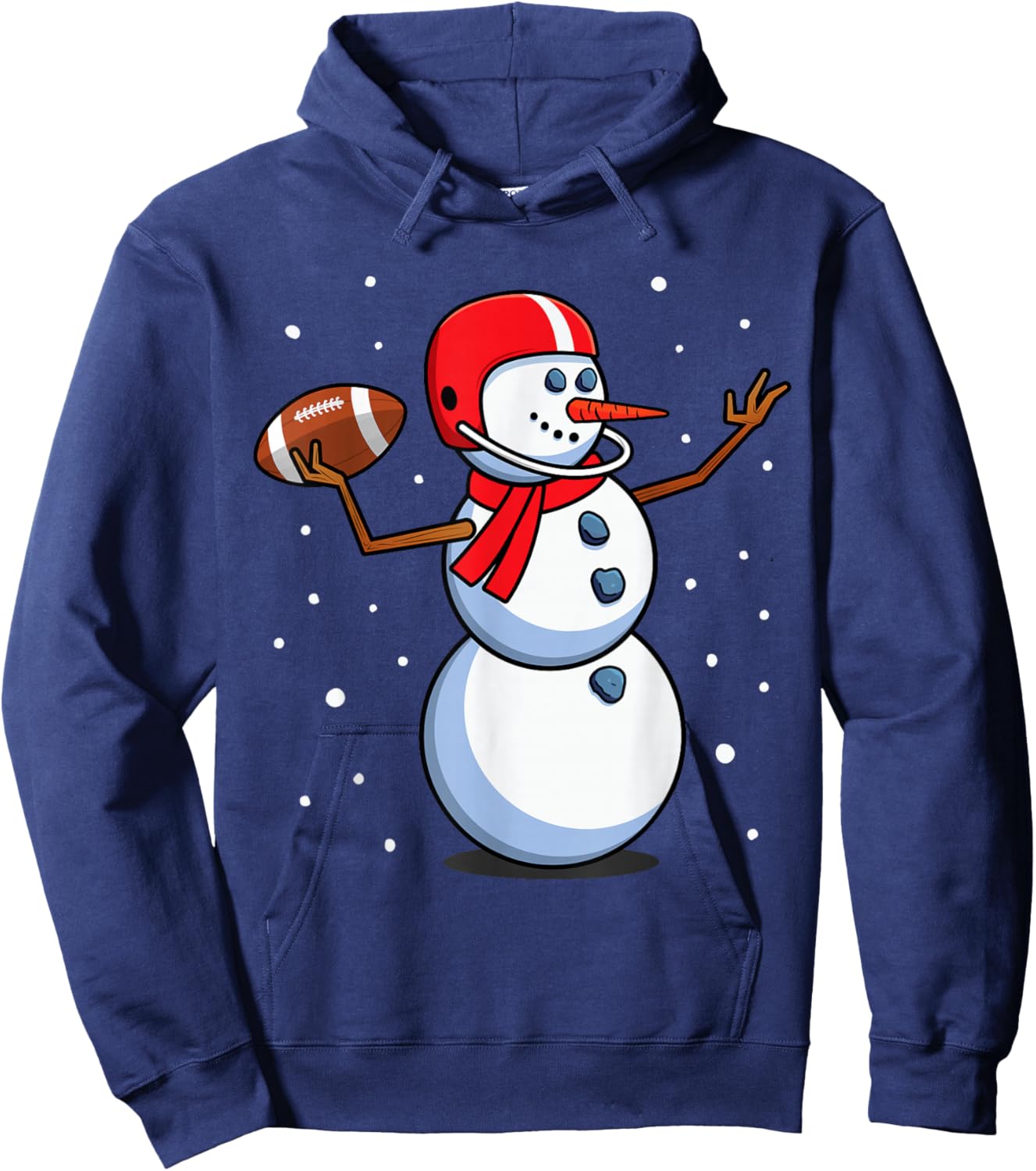Snowman Football Player Santa Hat Men Boys Christmas Sports Hoodie - Hoodie | Navy