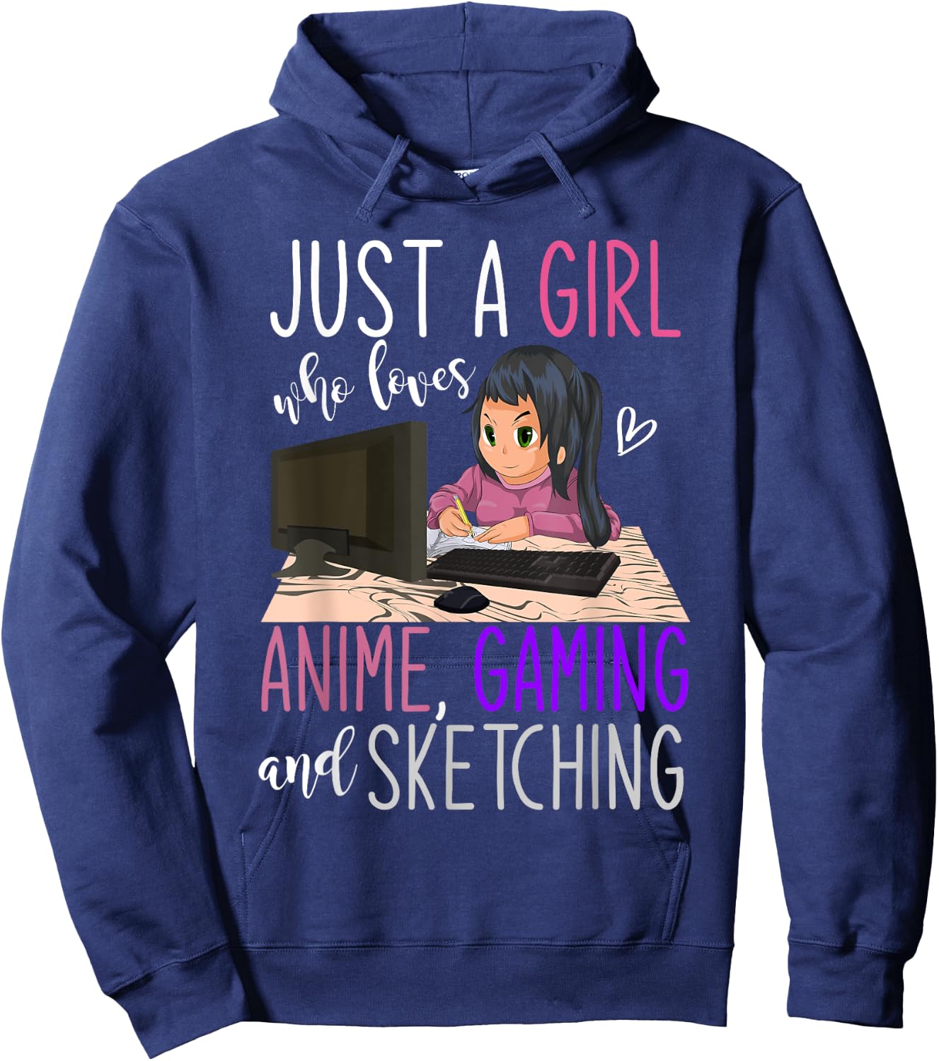 Artist Gamer Girls Gift Sketching Video Games Gaming Anime Hoodie - Hoodie | Navy