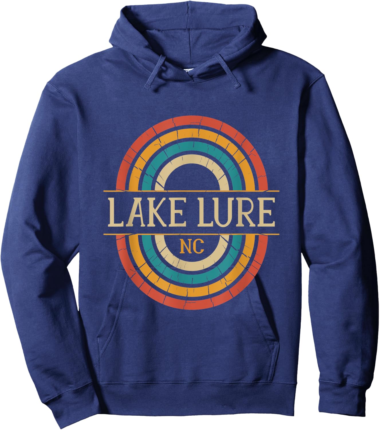 Lake Lure North Carolina Vintage NC Distressed Retro 70s 80s Hoodie - Hoodie | Navy