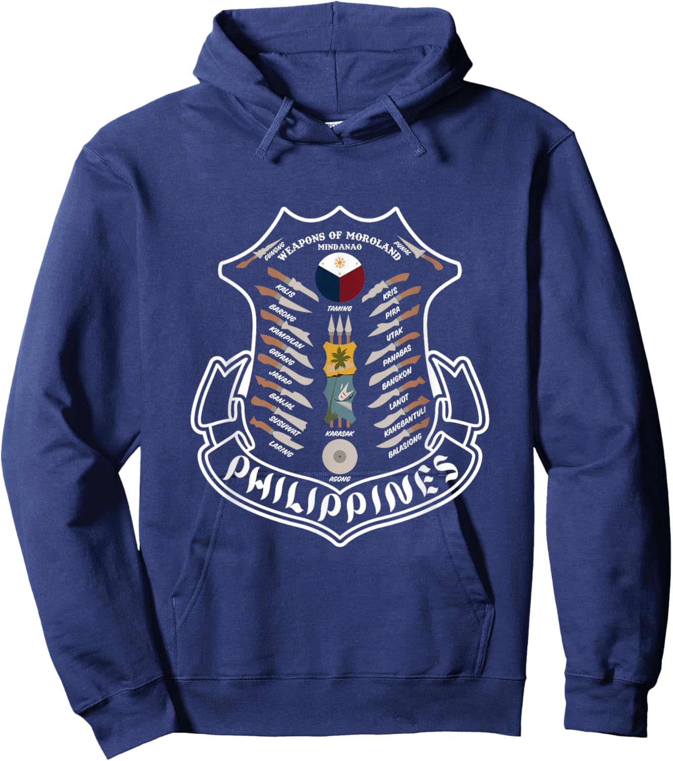 PHILIPPINES WEAPONS OF MOROLAND MINDANAO - Cultural Plaque Hoodie - Hoodie | Navy
