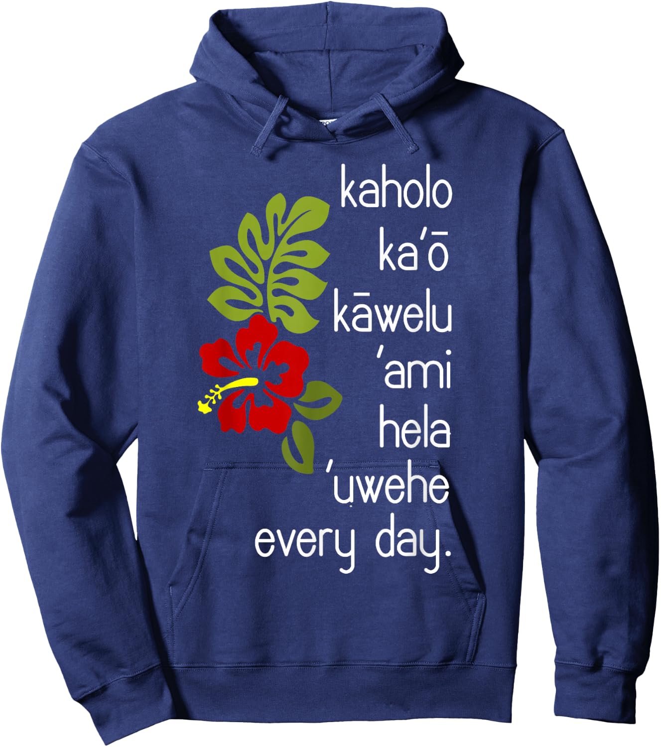 Hawaiian Hula Dance Uwehe Everyday Hibiscus Flower Image Hoodie - Hoodie | Navy