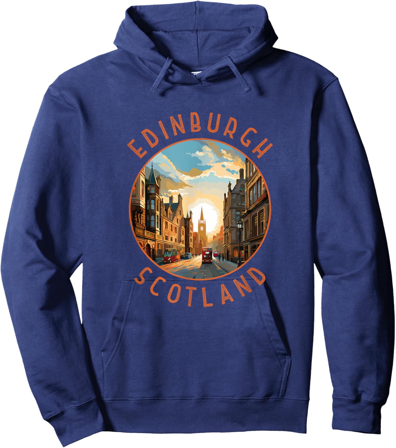 Edinburgh Scotland Retro Distressed Circle Travel Souvenir Hoodie - Hoodie | Navy