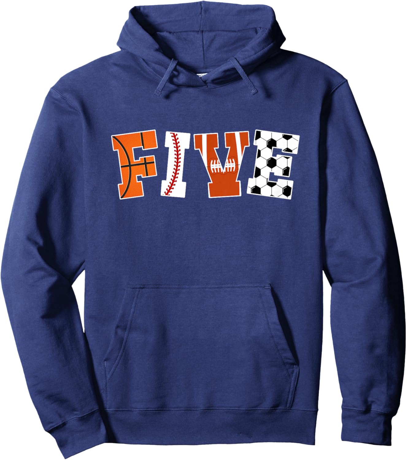 Kids 5th Birthday Sports Birthday Party 5 Year Old Boy Hoodie - Hoodie | Navy