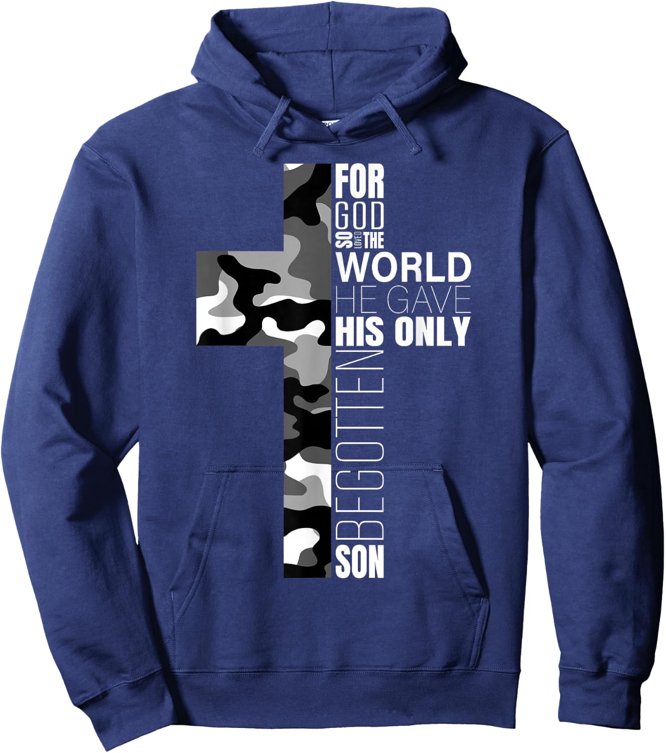 Camo Christian Cross Bible Verse Gifts Men Kids John 3 16 Hoodie - Hoodie | Navy