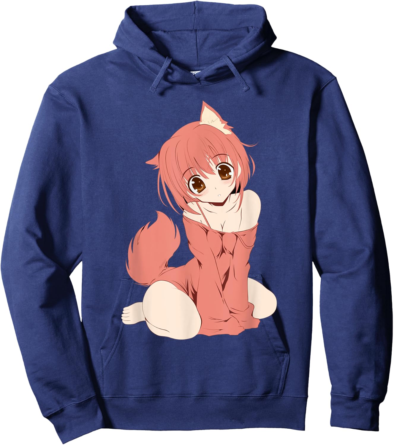 Japanese Anime Persian Cat Girl Cute Manga Otaku Catgirl Hoodie - Hoodie | Navy