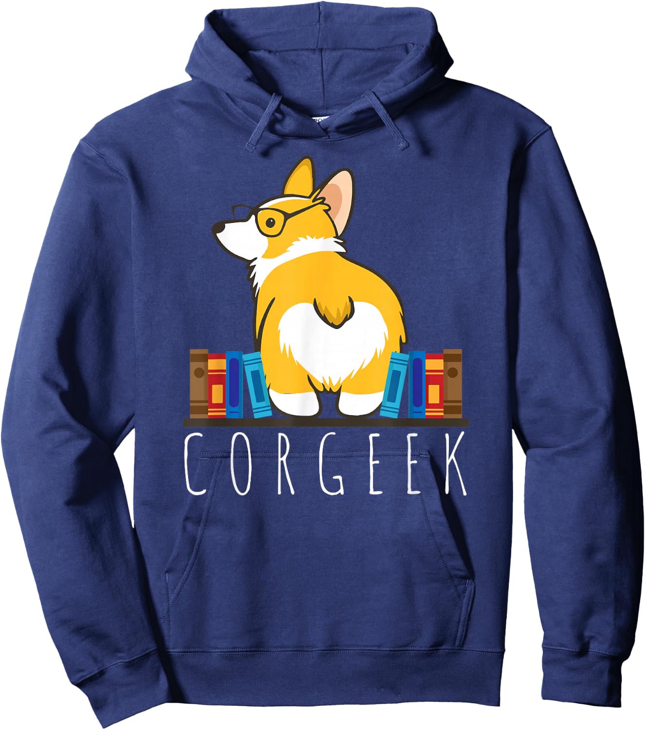 Corgi - Corgeek Funny Book Nerd Geek Dog Shirt Gift Hoodie - Hoodie | Navy