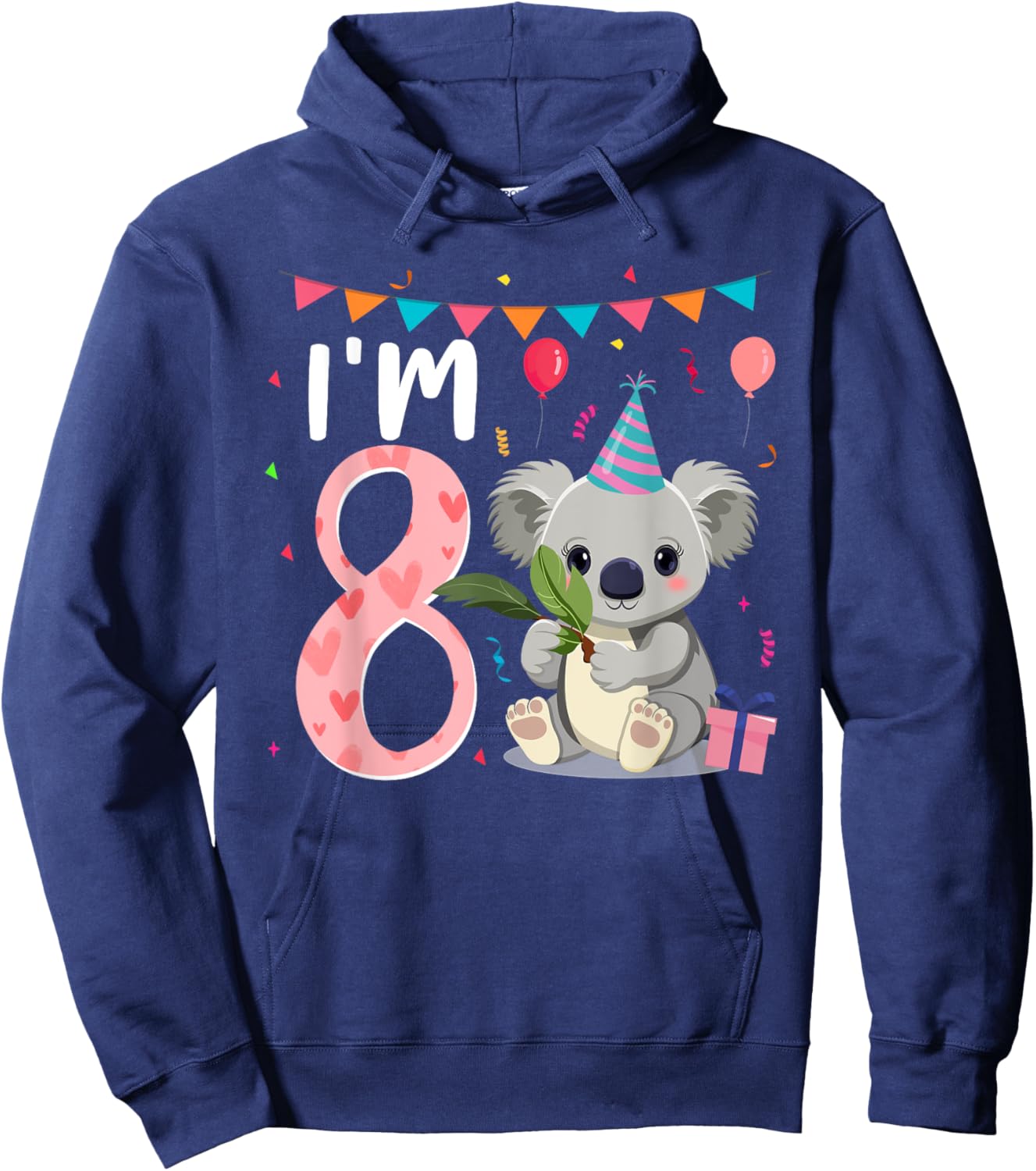 8th Birthday Girl Koala Bear 8 Year Old Hoodie - Hoodie | Navy