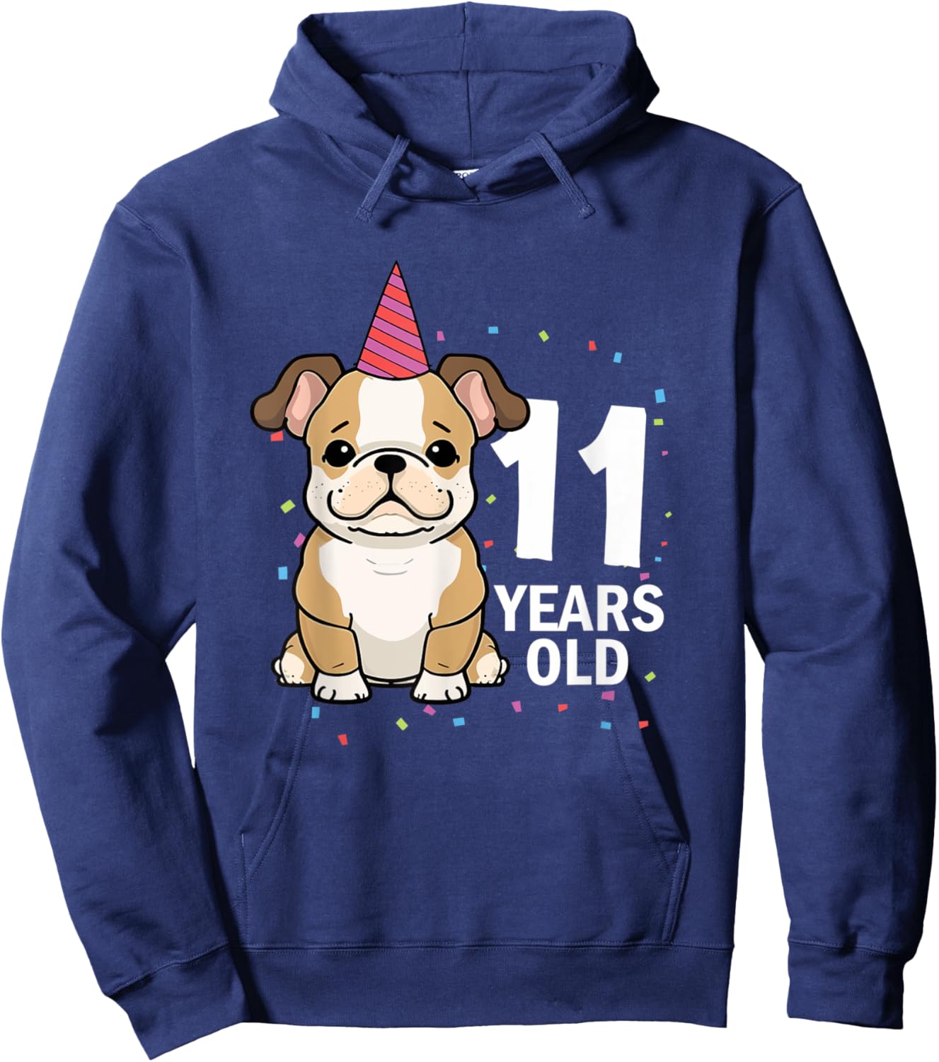11 Years Old Birthday Bulldog Dog Lover 11th Bday Party Kid Hoodie - Hoodie | Navy