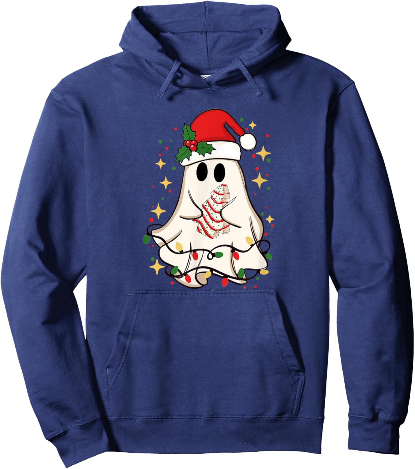 Cute Ghost Christmas Tree Frosting Frosted Cake Debbie Snack Hoodie - Hoodie | Navy
