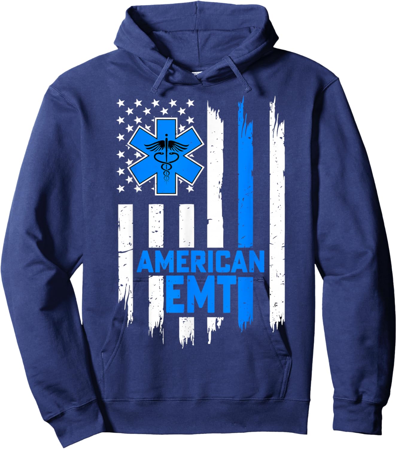 American EMT USA Flag 4th of July Educated Paramedic Gifts Hoodie - Hoodie | Navy