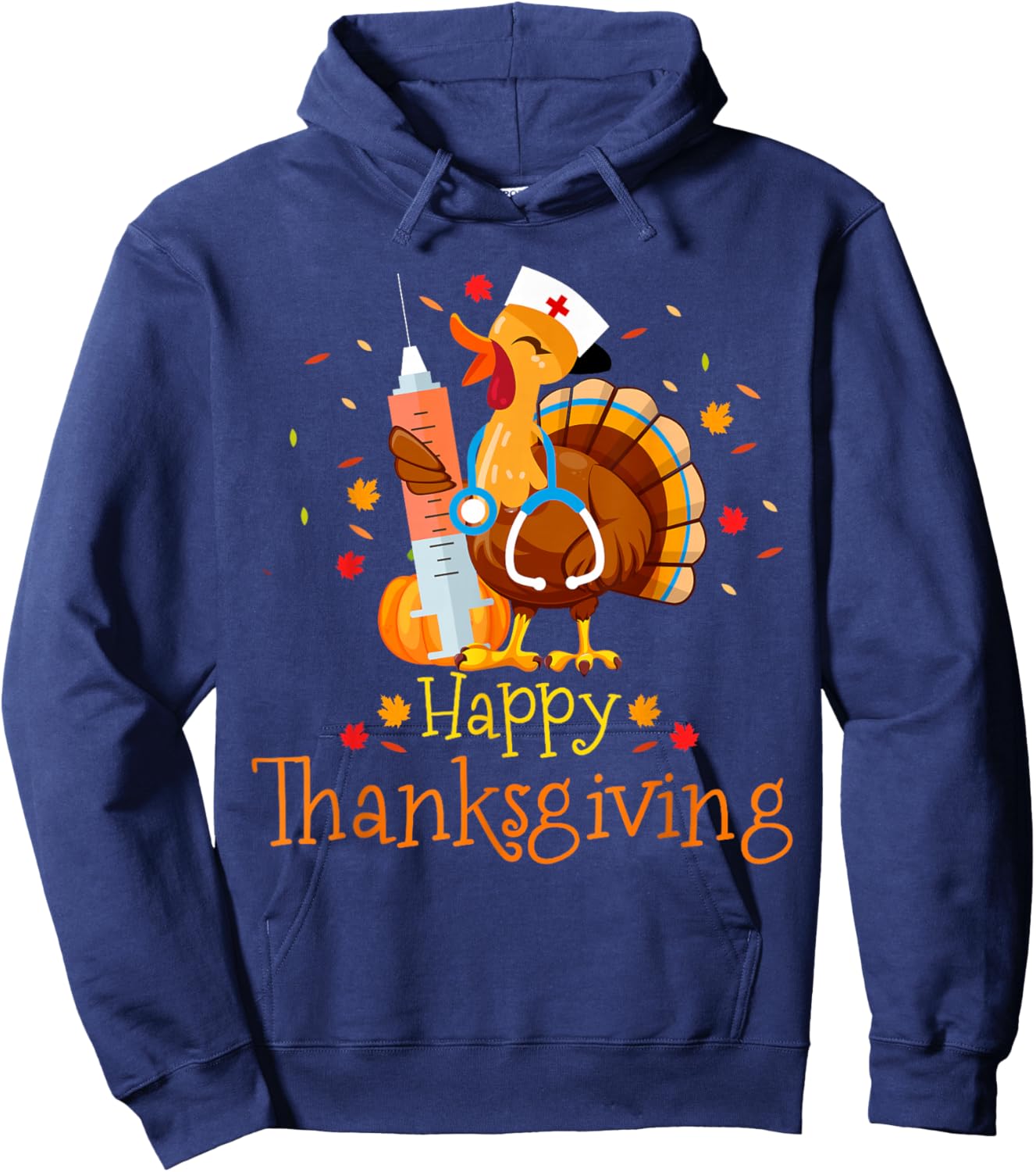 Turkey Nurse Thanksgiving Shirt Women Holiday Nursing Hoodie - Hoodie | Navy