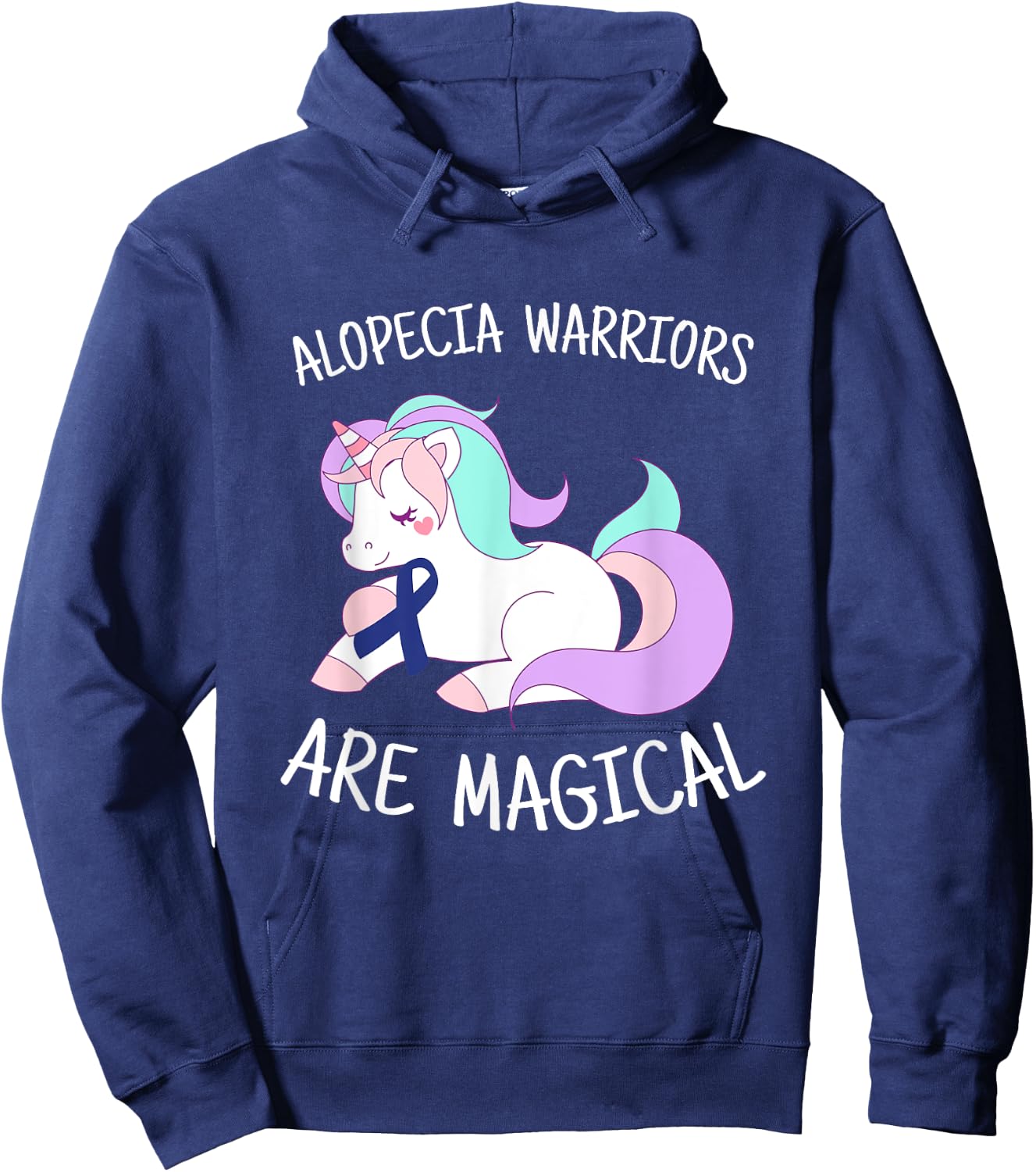 Unicorn Alopecia Warrior Gift, Alopecia Awareness Hoodie - Hoodie | Navy
