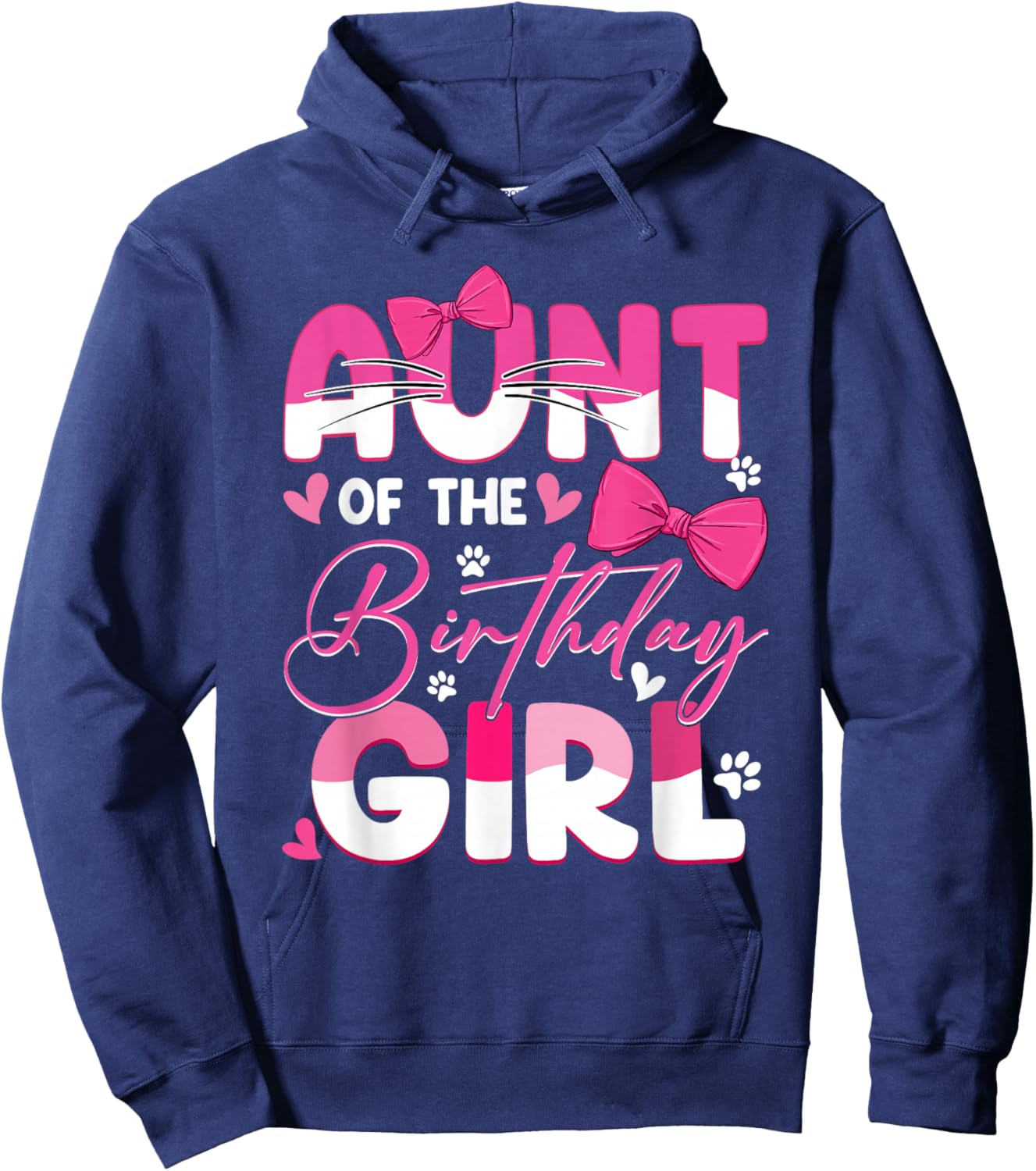 Aunt Of The Birthday Girl Cat Kitty Family Matching Hoodie - Hoodie | Navy