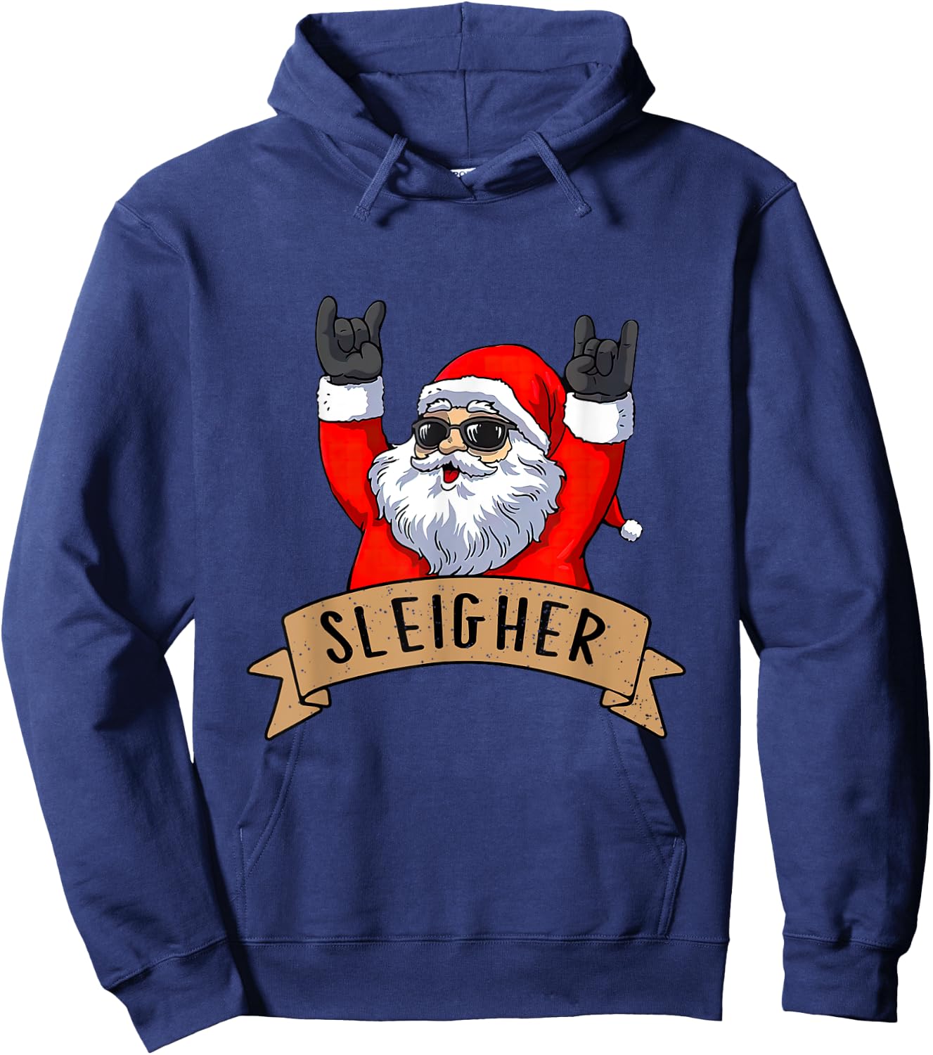 Funny Santa Rocker Christmas Rock Sleigher Men Women Kid Boy Hoodie - Hoodie | Navy
