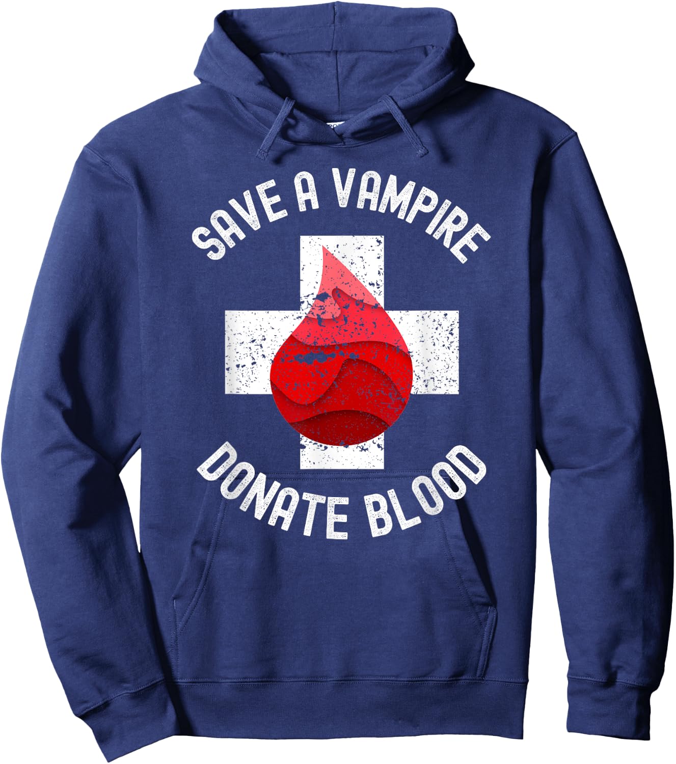 Save A Vampire Donate Blood Funny Halloween Hoodie - Hoodie | Navy