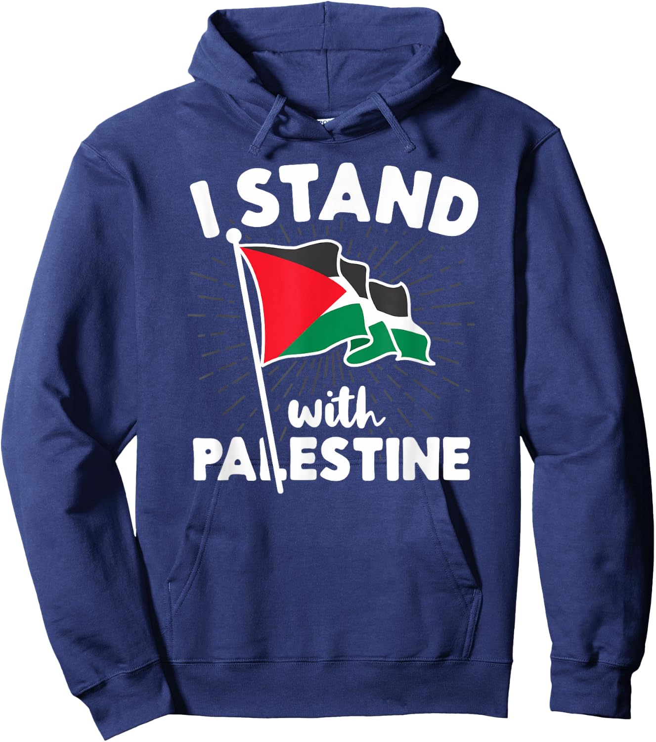 I Stand With Palestine Flag Arabic Freedom Non-Distressed Hoodie - Hoodie | Navy