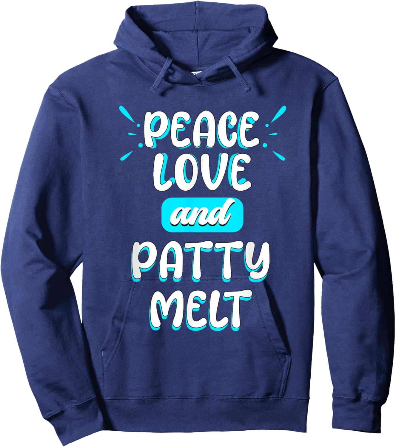 Peace Love and Patty Melt Peace Sign Sandwich American Food Hoodie - Hoodie | Navy