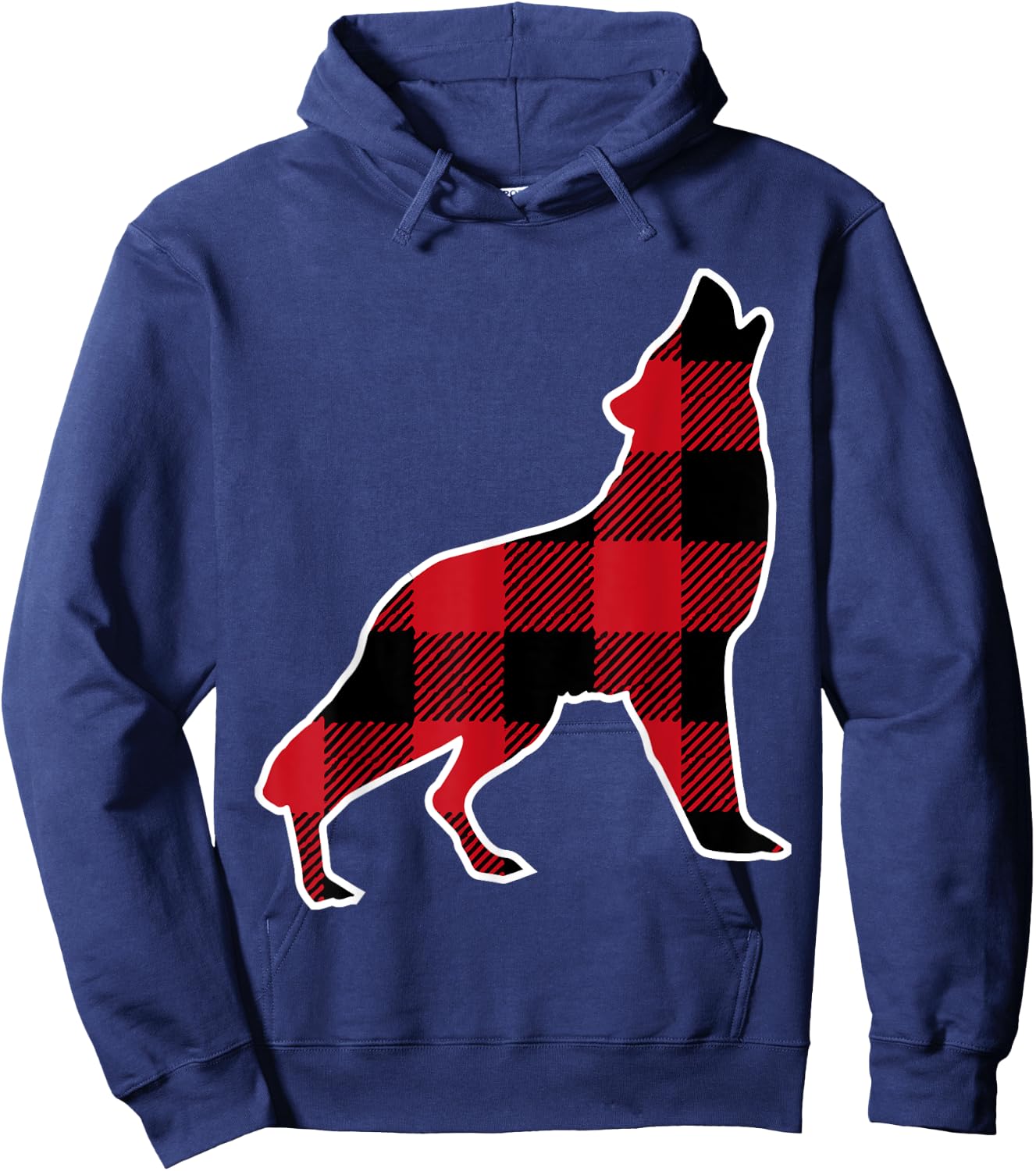 Wolf Family Shirt | Red Plaid Buffalo Matching Family Pajama Hoodie - Hoodie | Navy
